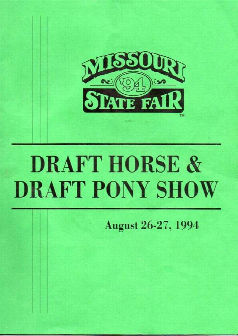 Image for Draft Horse & Draft Pony Show Program, Missouri State Fair 1994