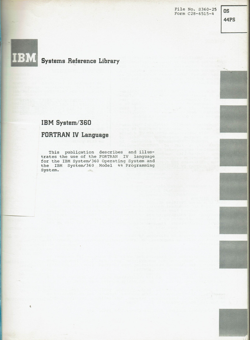 Image for IBM System/360 FORTRAN IV Language, 4th Ed.