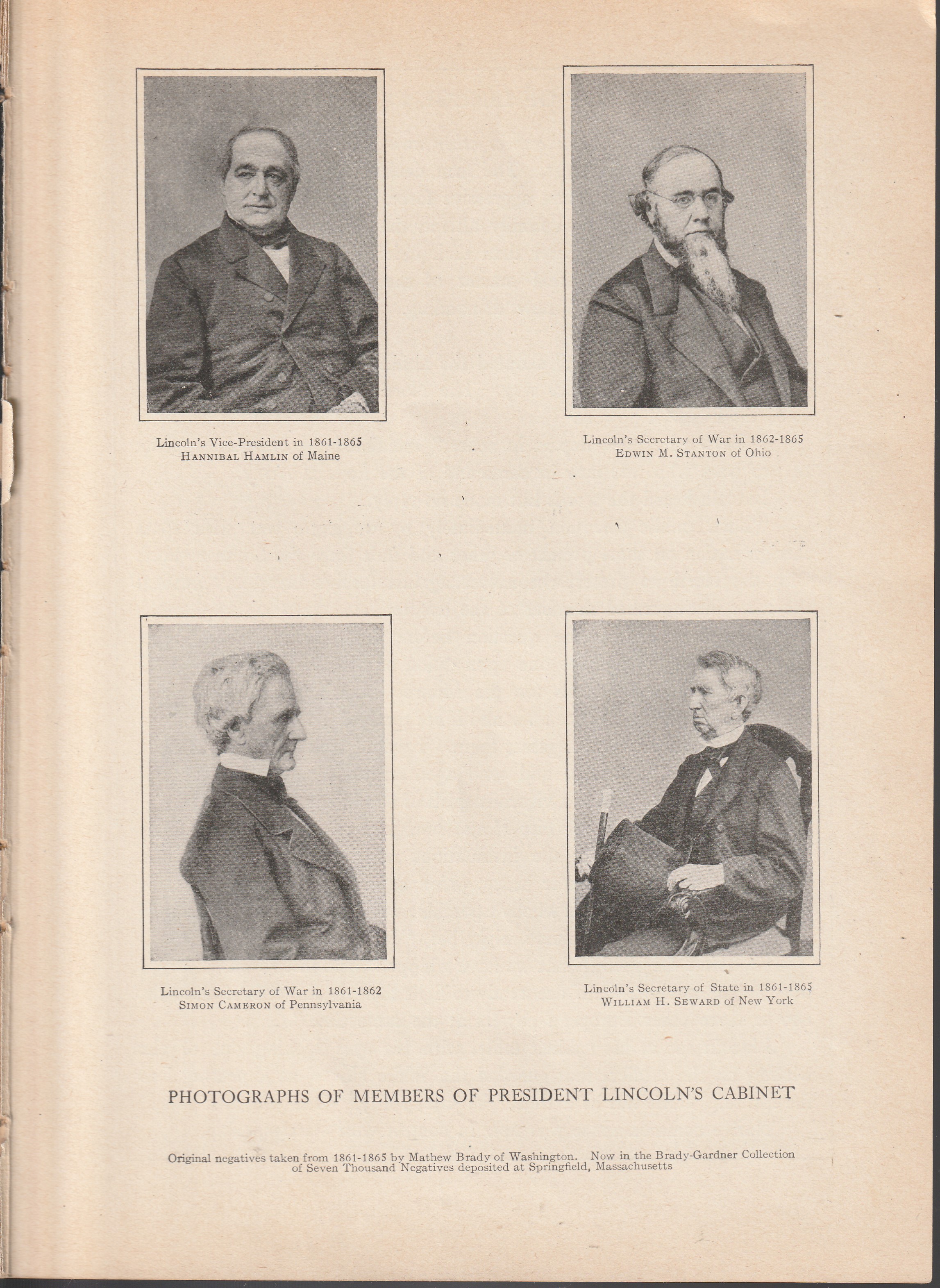 Lincoln Civil War Cabinet 1861-65, x16 photos taken by Matthew Brady, From Book