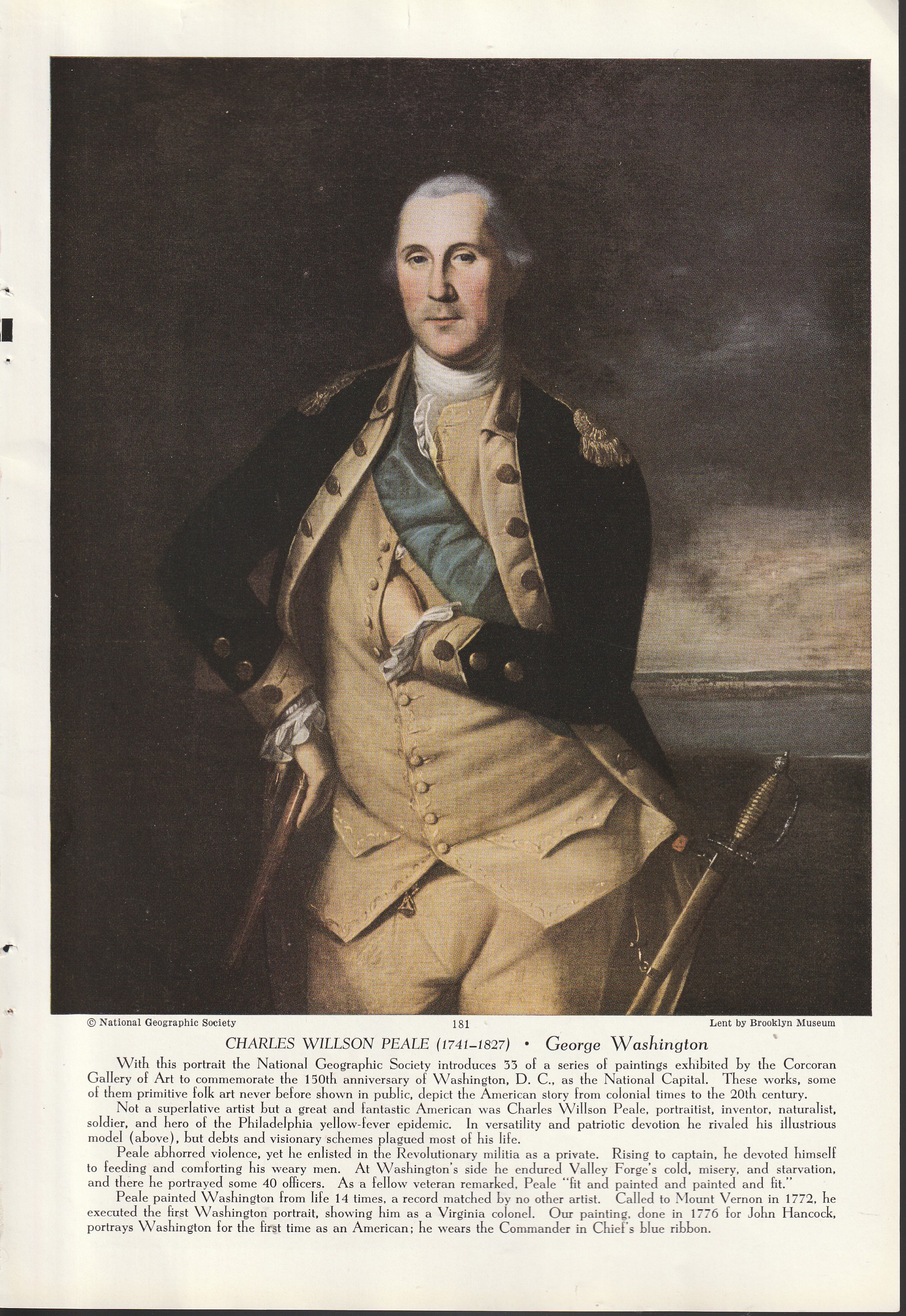 Historic Art Photos: Washington Portrait Charles Willson Peale 1776 Penn's Treaty with the Indians, From Magazine