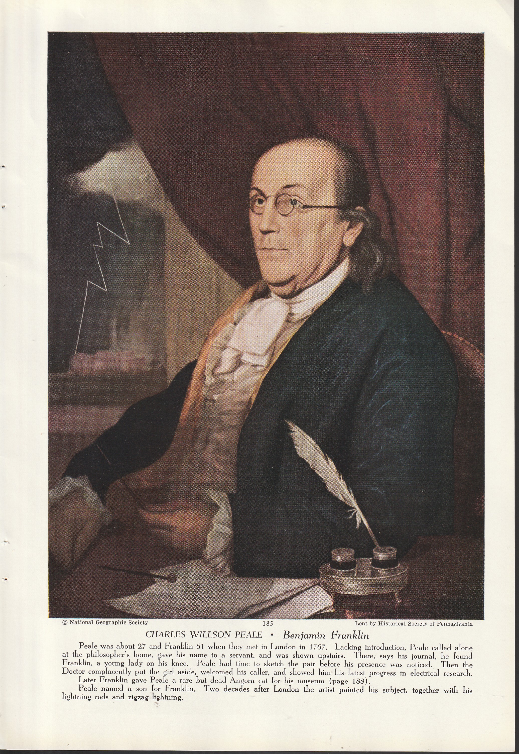 Historic Art Photos:Benjamin Franklin Portrait Charles Willson Peale 1767, Hudson River Dominique Serres 1776, From Magazine