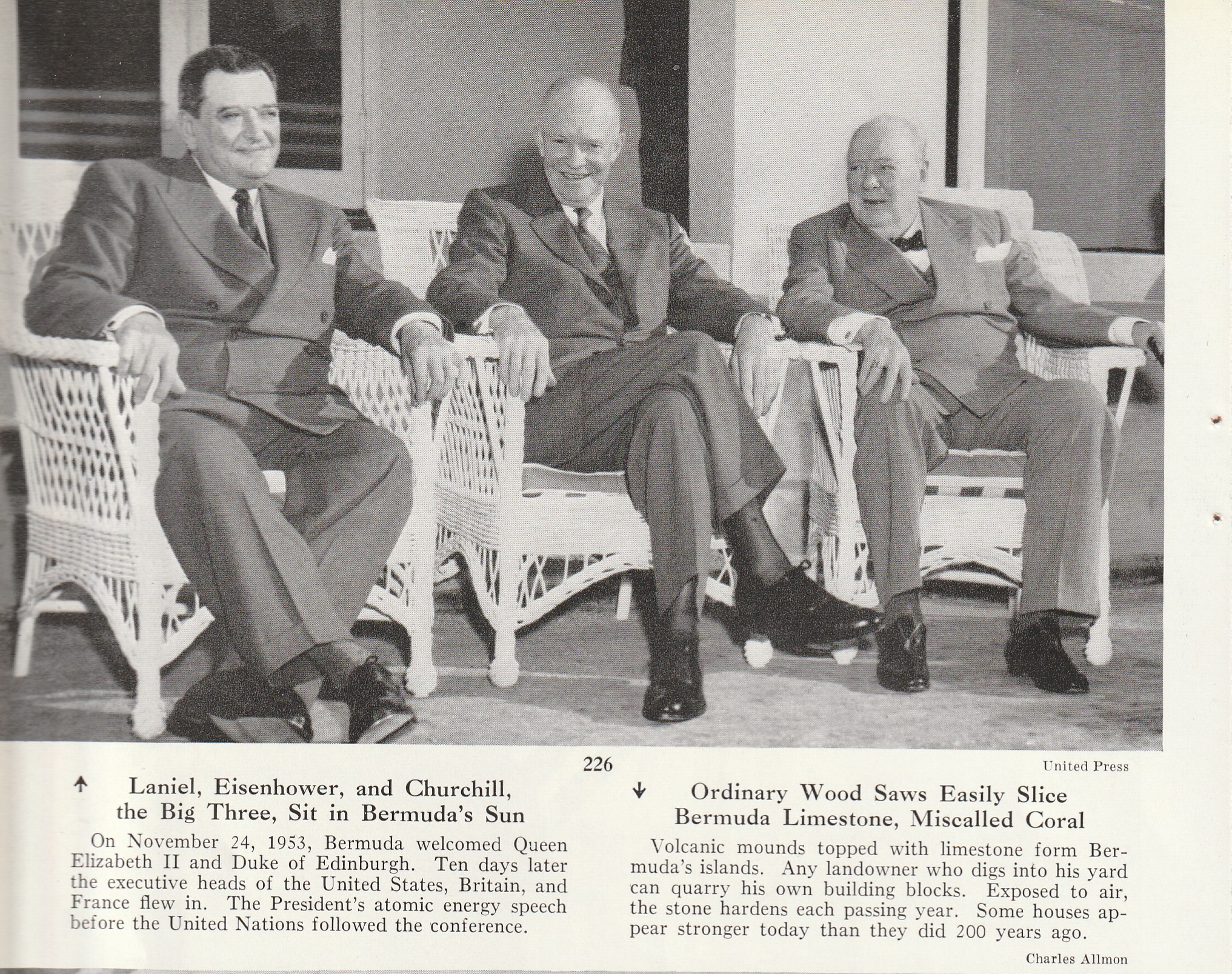 Eisenhower Churchill Laniel (France) Summit Nov 1953 Bermuda Rare PHOTO FROM BOOK