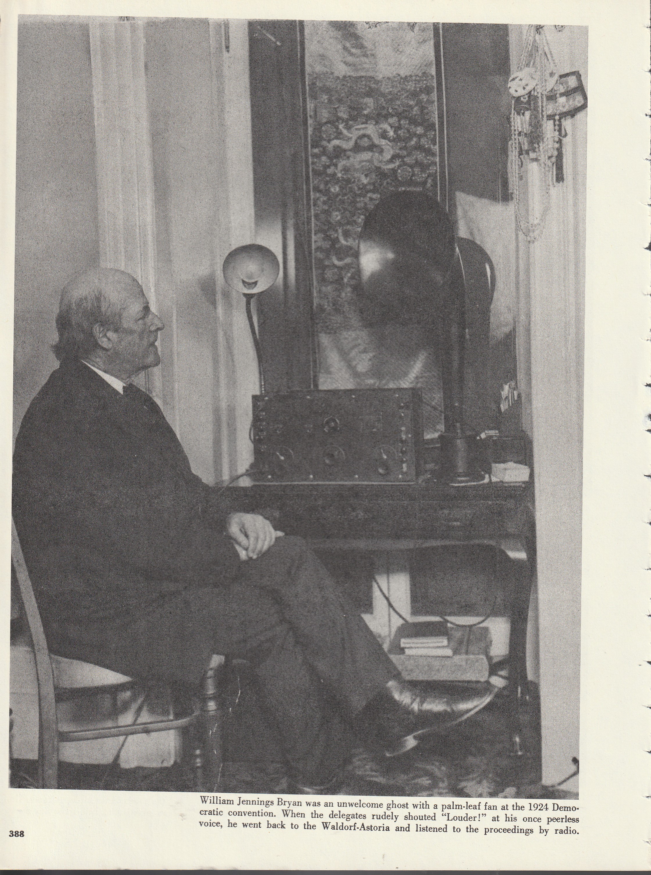 William Jennings Bryan Listens to Democratic Convention after Speech, 1924 Rare Photo From Book