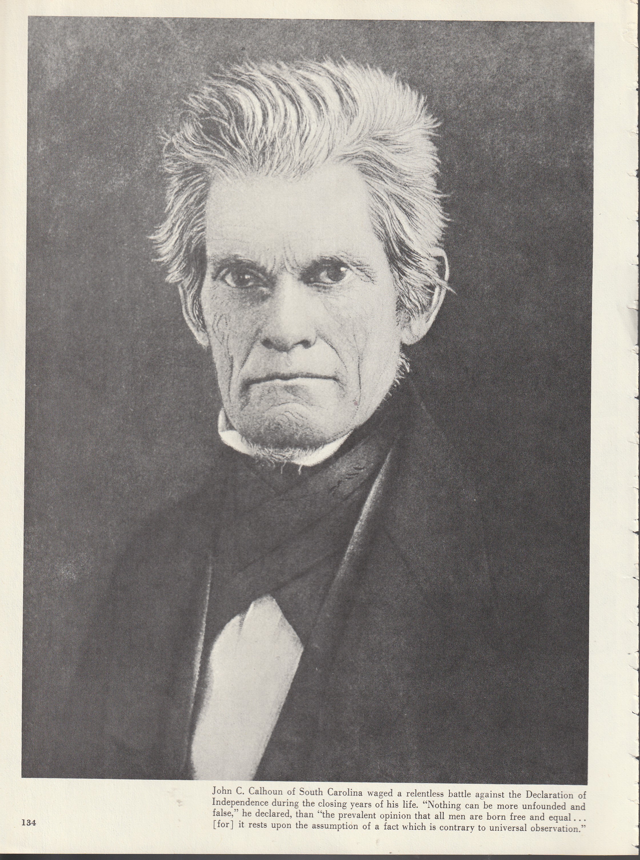 John C Calhoun 1782-1850, Portrait, 7th VP ; Reverse CA Compromise 1830 Debate; From Book
