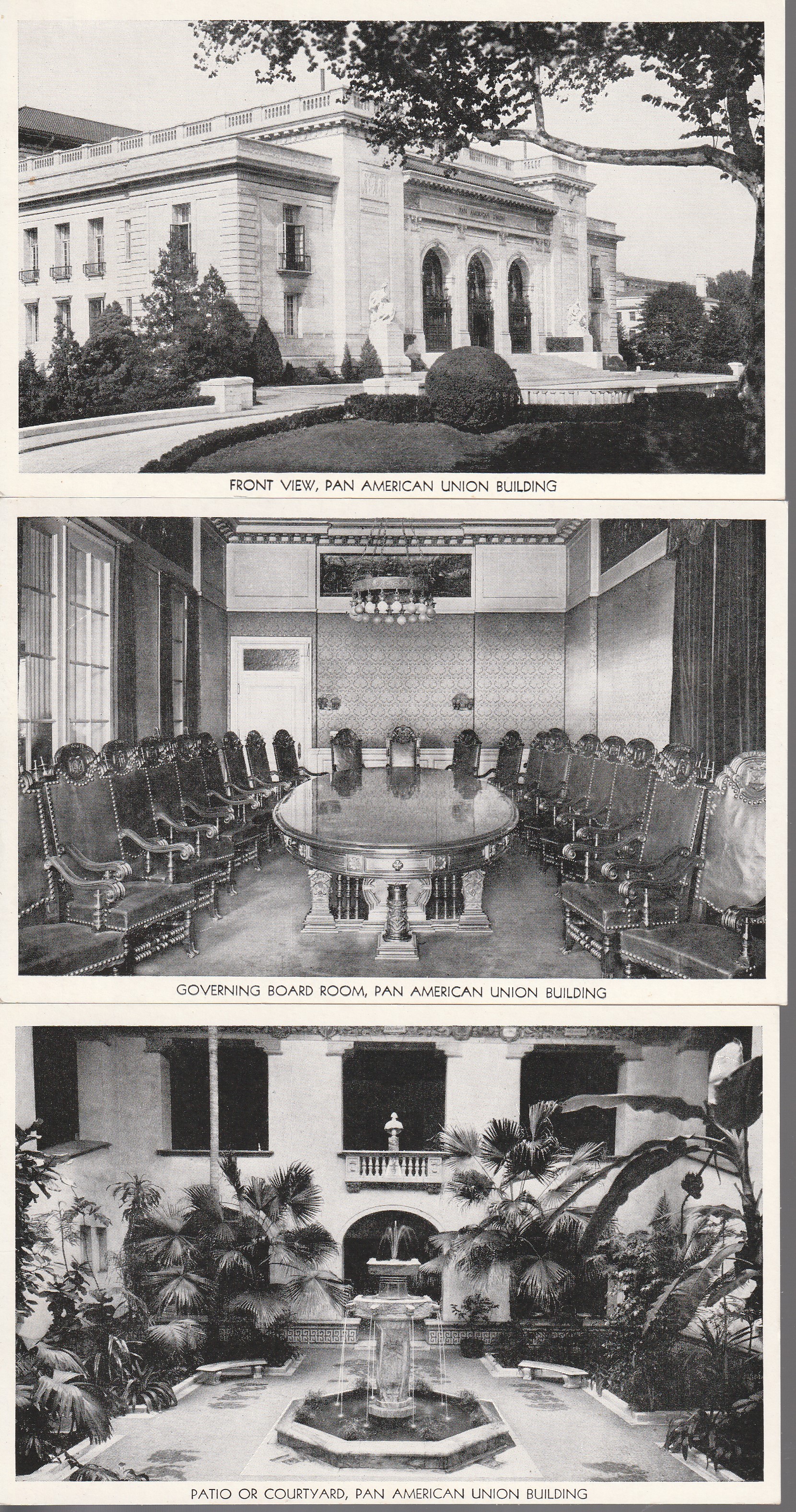 Pan American Union Building Washington DC circa 1960 x5 Postcards Gardens, Interiors
