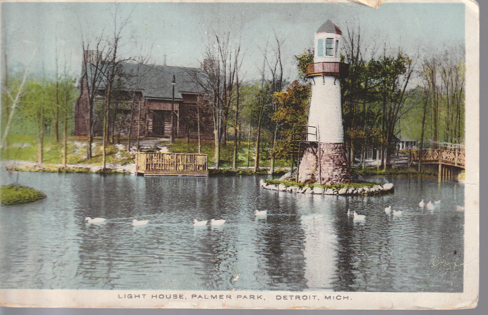 Light House, Palmer Park, Detroit MI 1916 Vintage Postcard 2 Washington