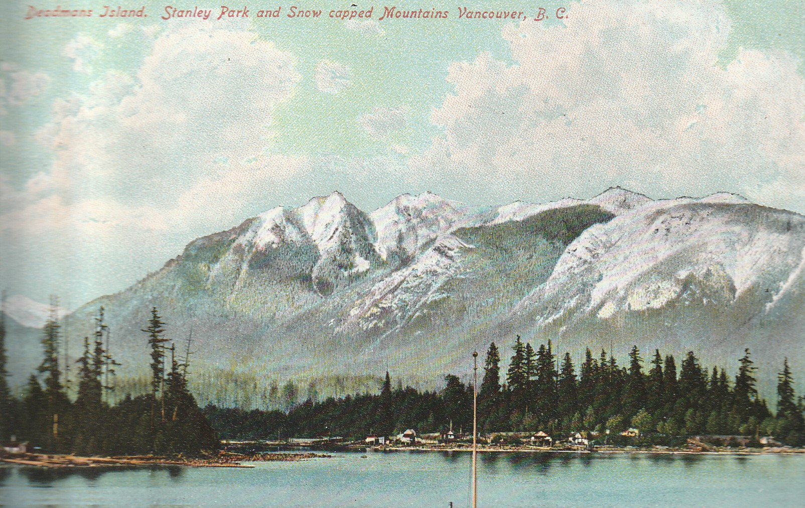 Deadmans Island Stanley Park Vanncouver BC Mountains Private Post Card ca1915