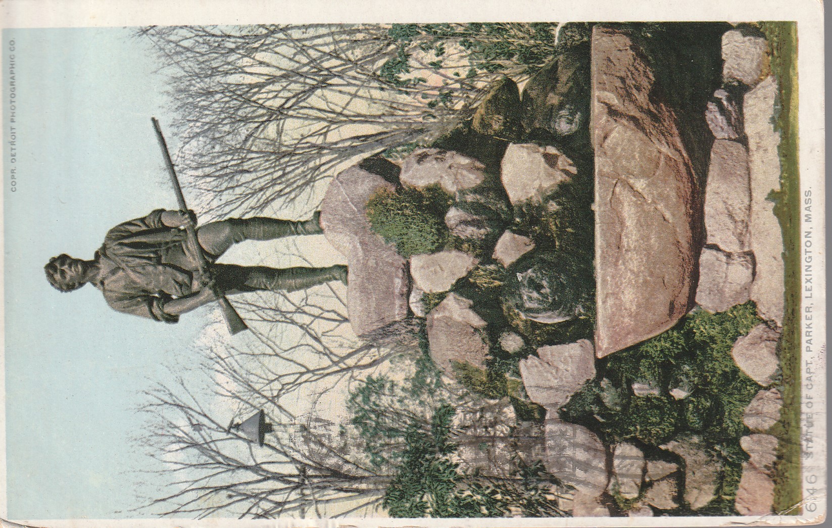 Captain Parker Statue Lexington, MA 1911 Postcard 1 Franklin