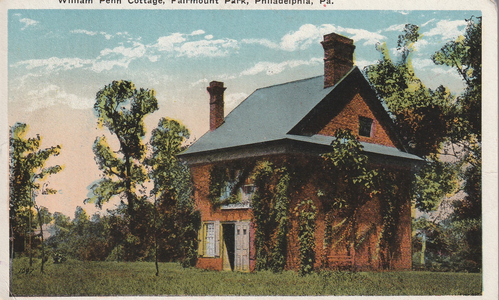 William Penn Cottage, Fairmont Park, Philadelphia PA 1915 Postcard, Posted