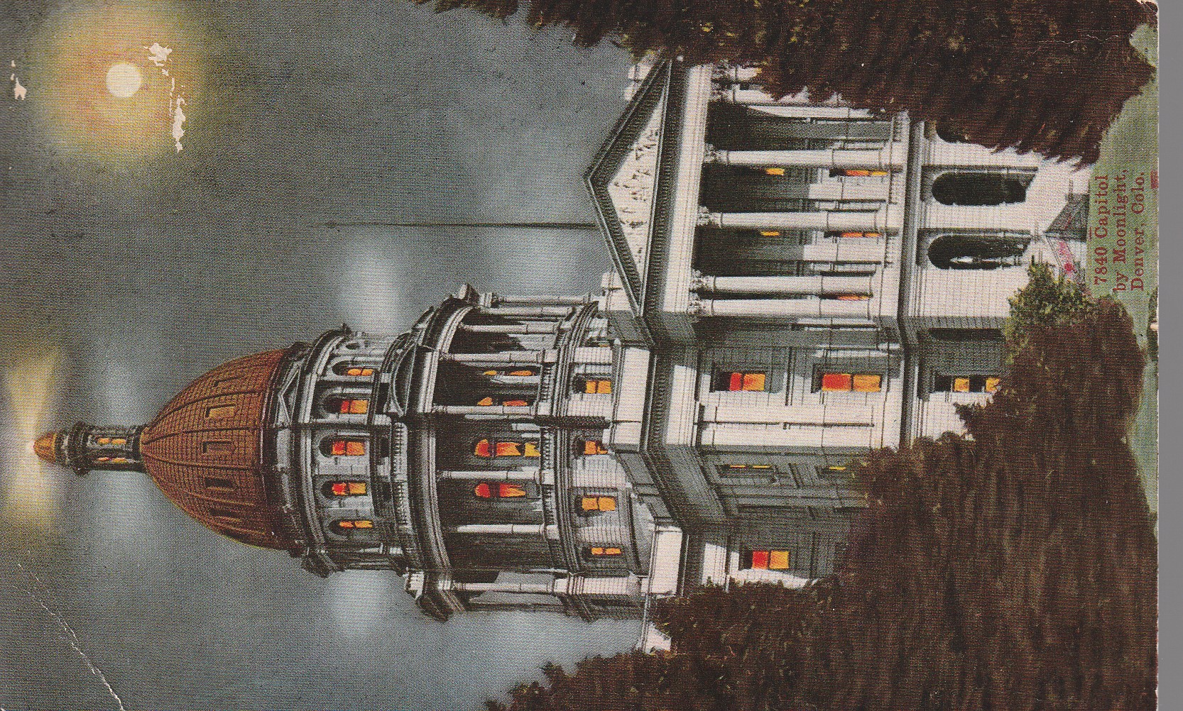 Denver CO Capitol by Moonlight circa 1910 Postcard 1 Franklin