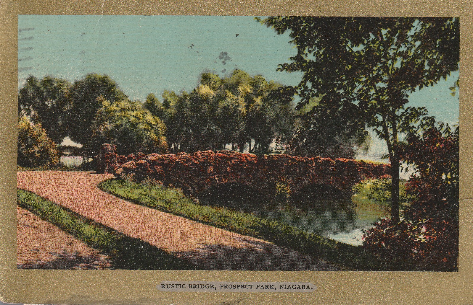 Rustic Bridge Prospect Park Niagra 1907 1 Franklin Gold Border Series Rare