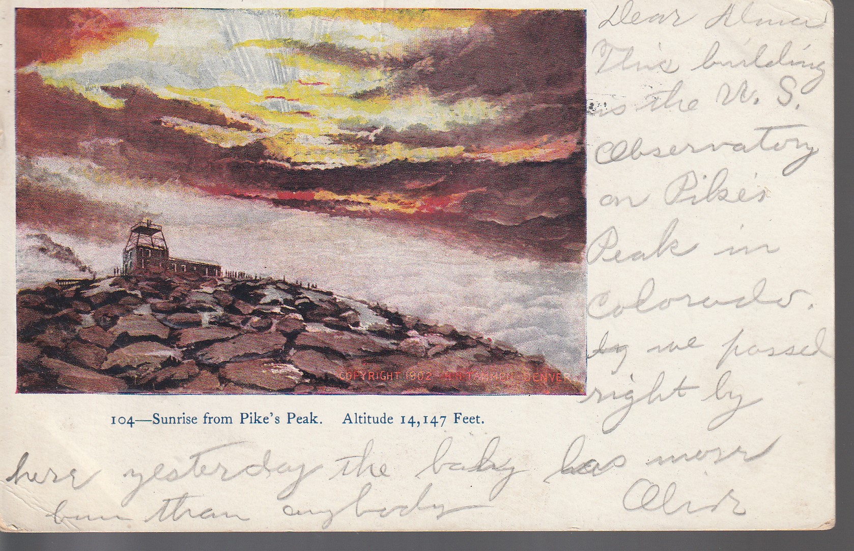 Sunrise from Pike's Peak H.H.Tammen Art 1906 1 Franklin Postcard