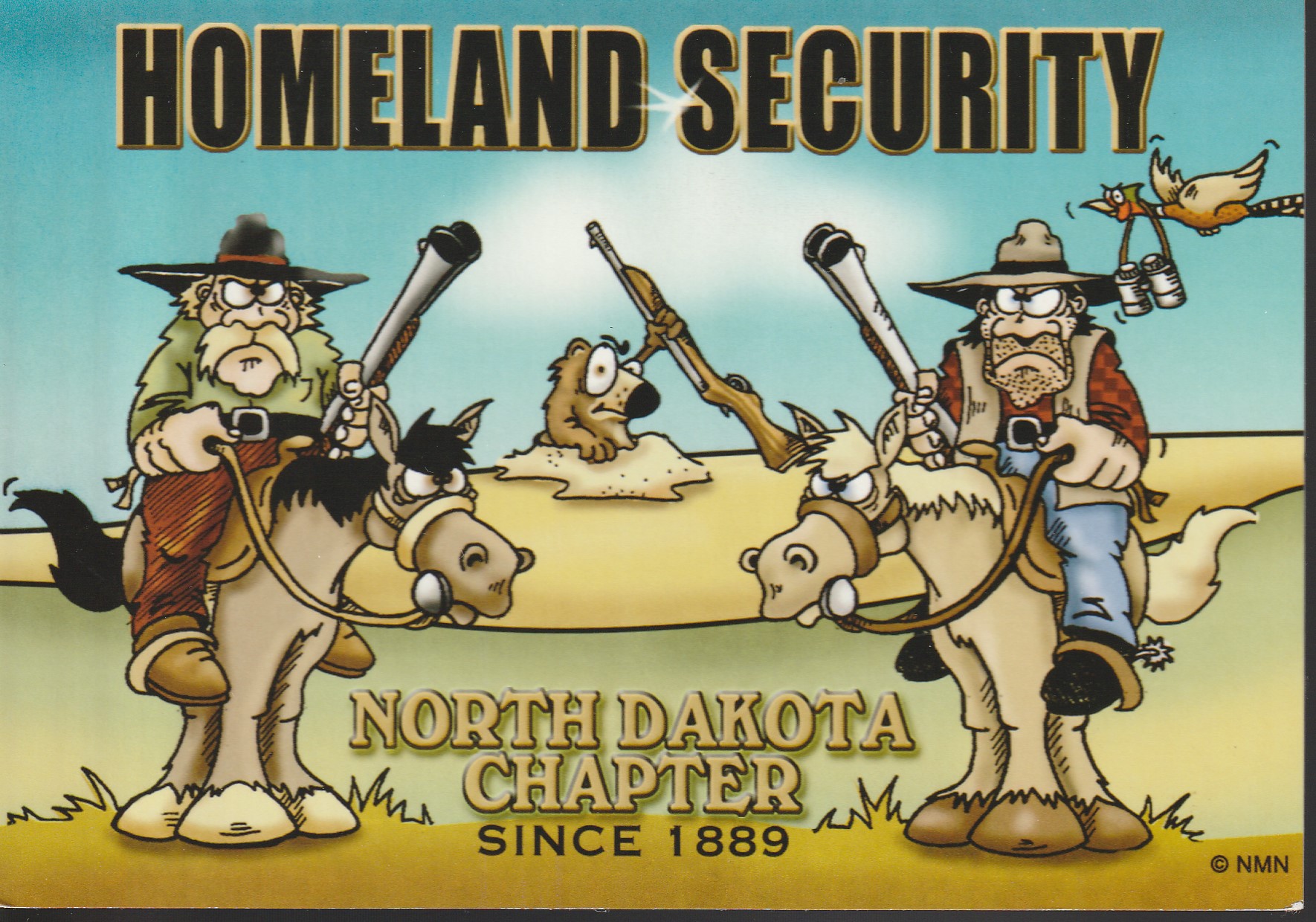 Homeland Security North Dakota Chapter Large Cartoon Postcard circa 2005