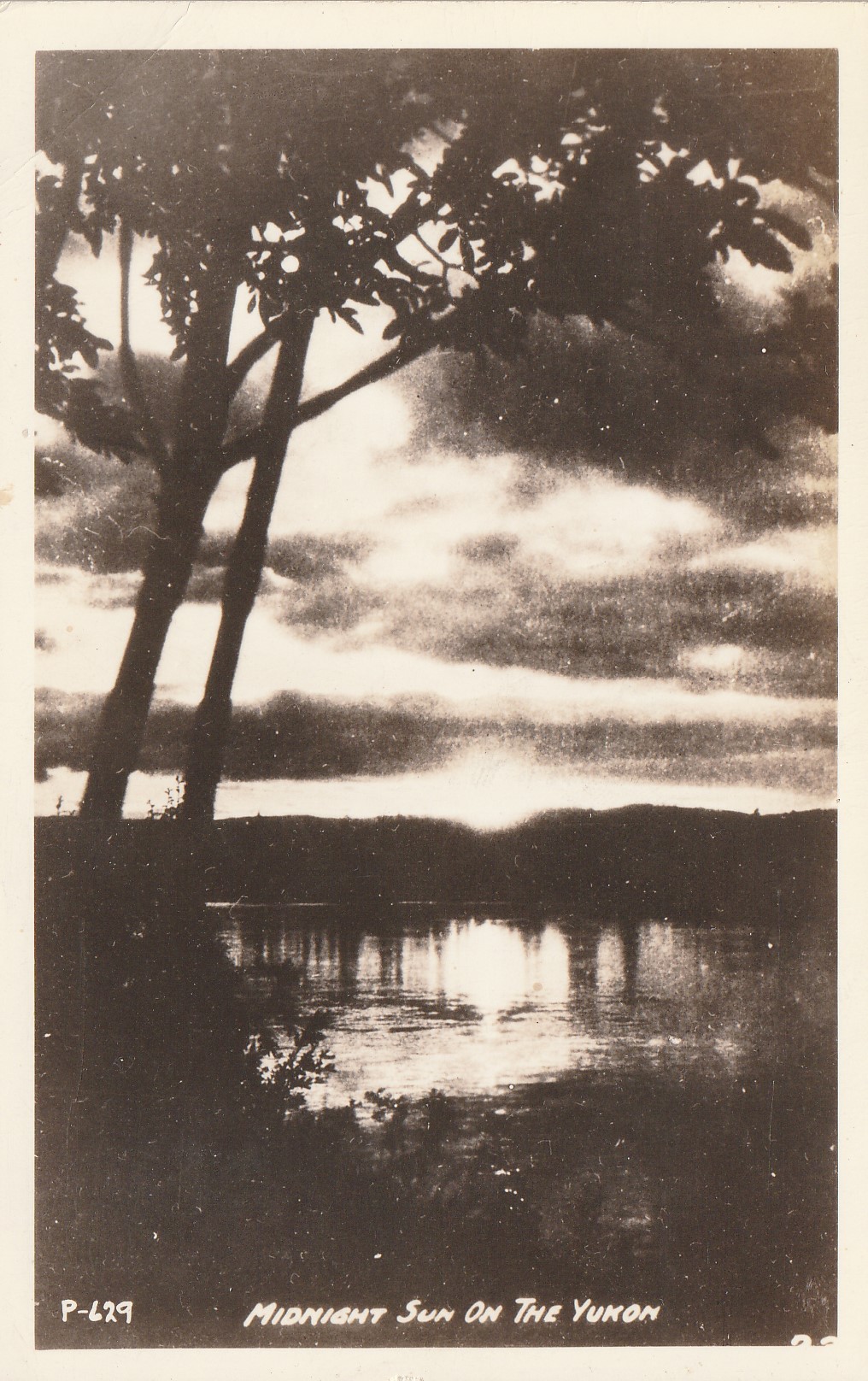 Midnight Sun on the Yukon Glossy Real Photo Postcard circa 1901