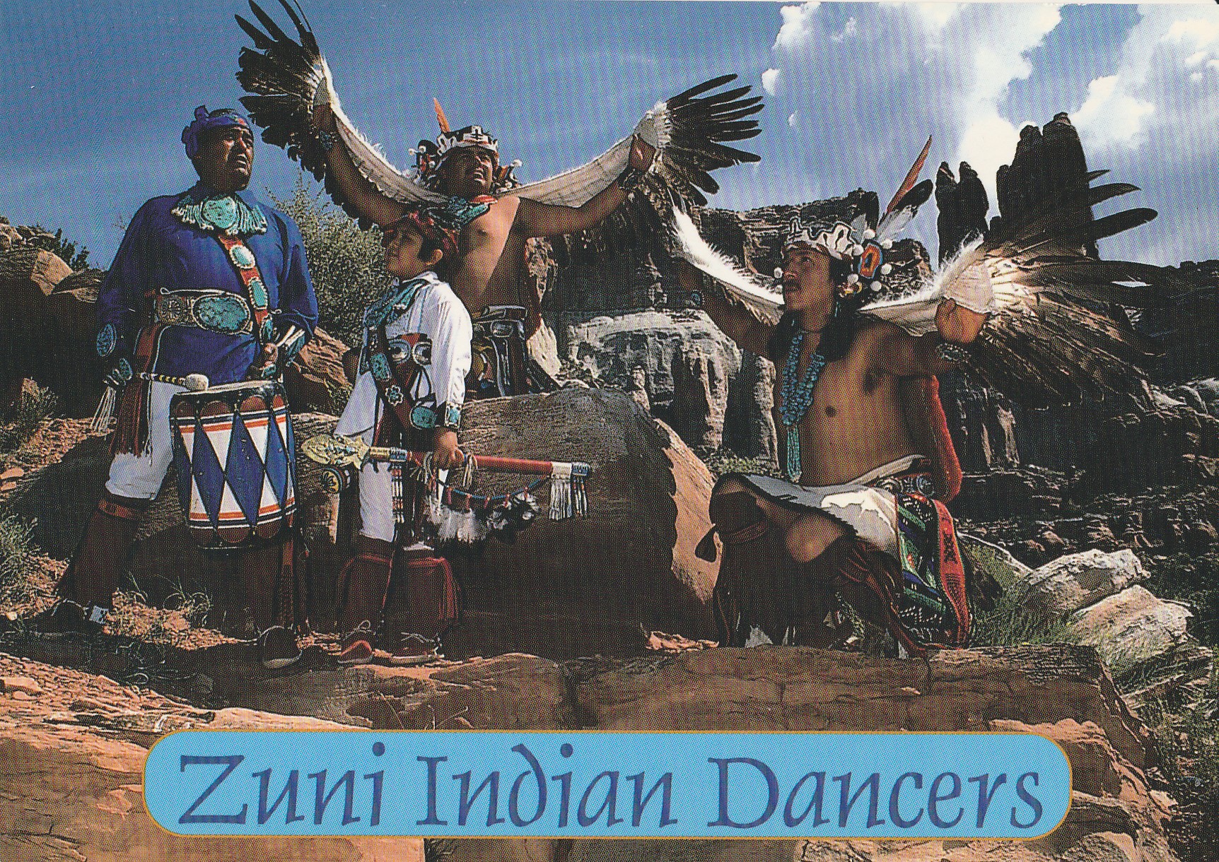 Zuni NM, Zuni Indian Dancers circa 2000 Photo Postcard, 4x6