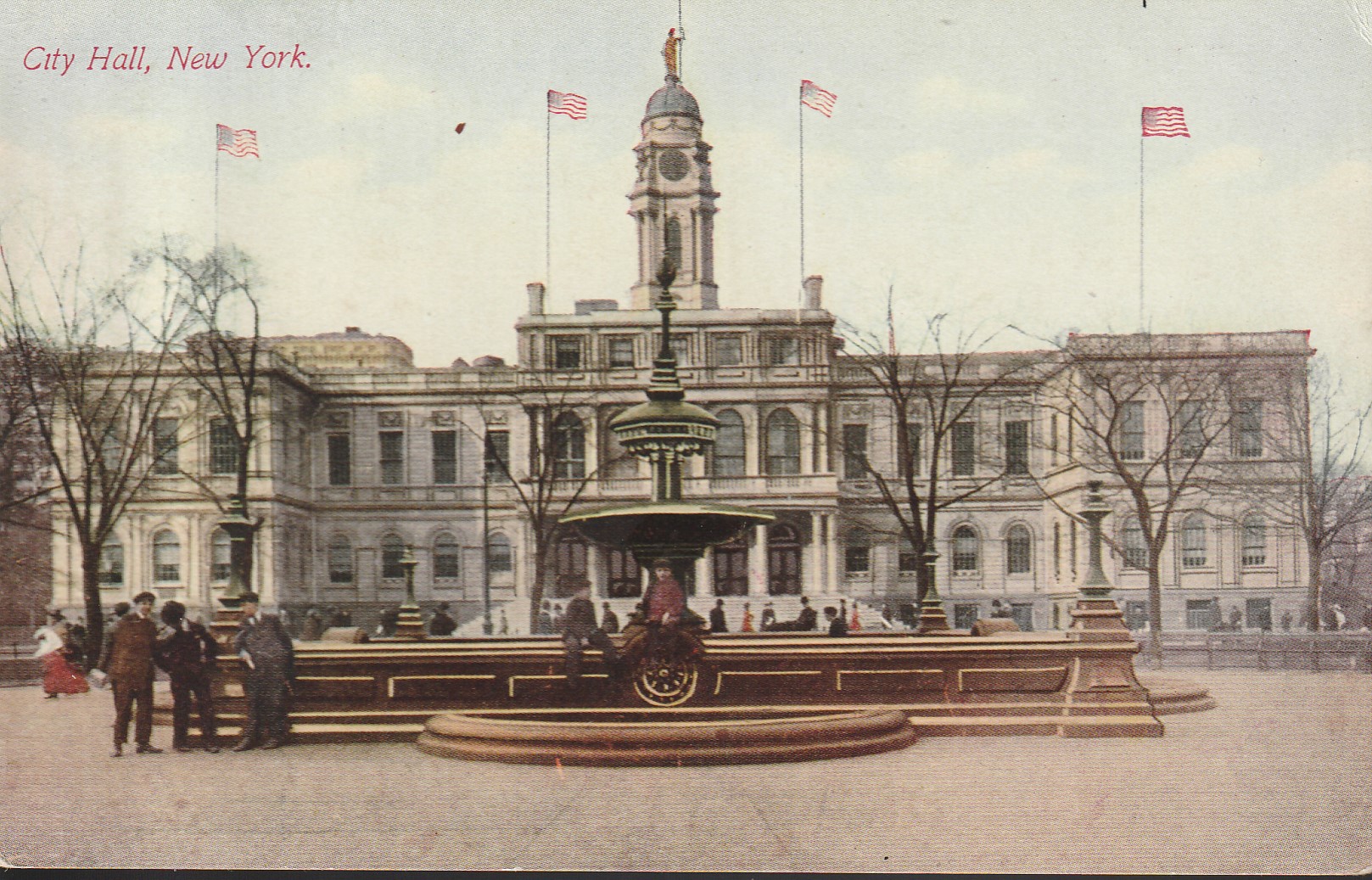 City Hall New York NYC circa 1915 Historic Notes, Postcard