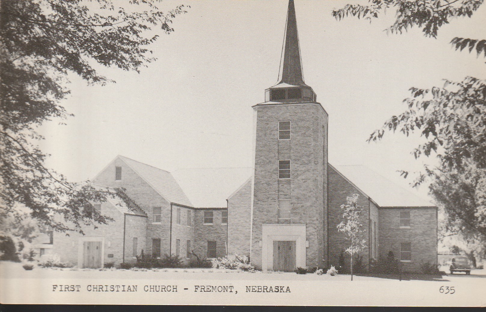 First Christian Church Fremont NE Photo Postcard circa 1935