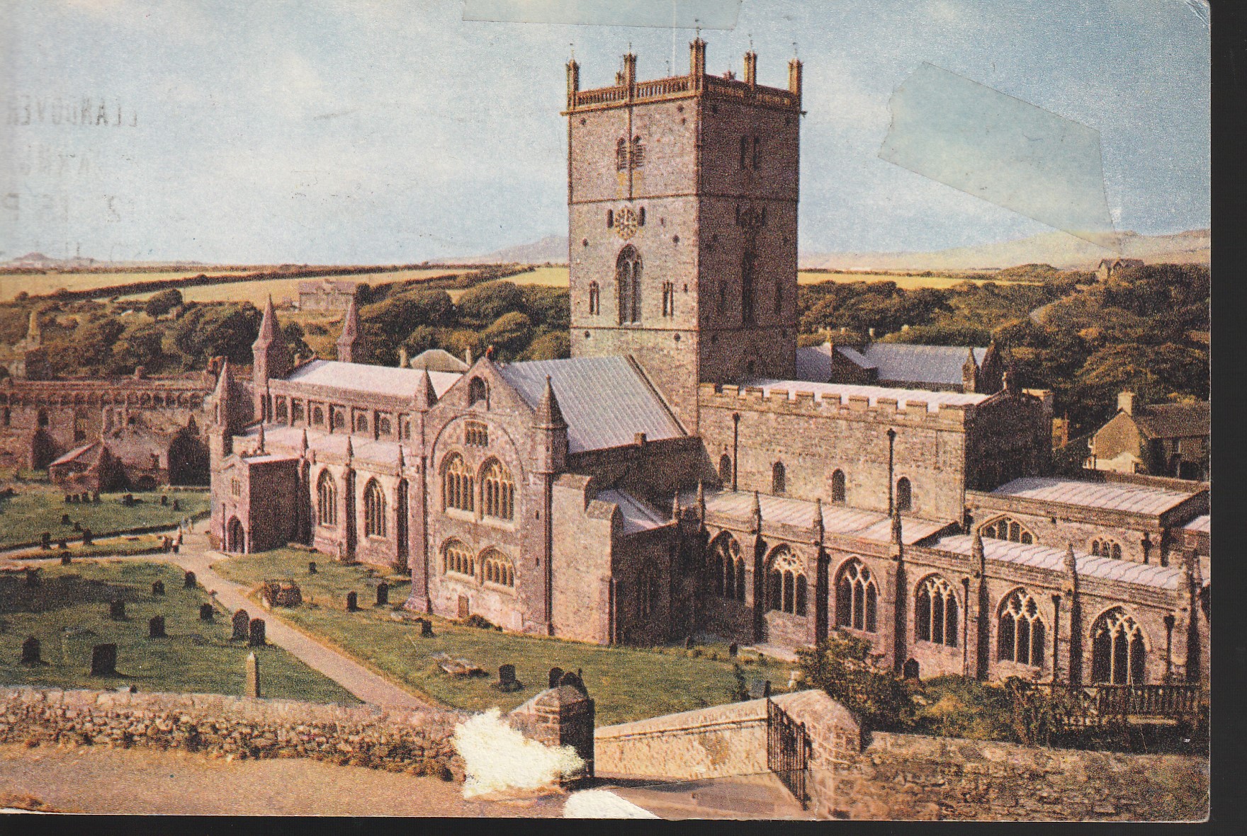 St David's Cathedral Pembrokeshire Wales UK 1971 2p Elizabeth II x2 Stamps, Postcard