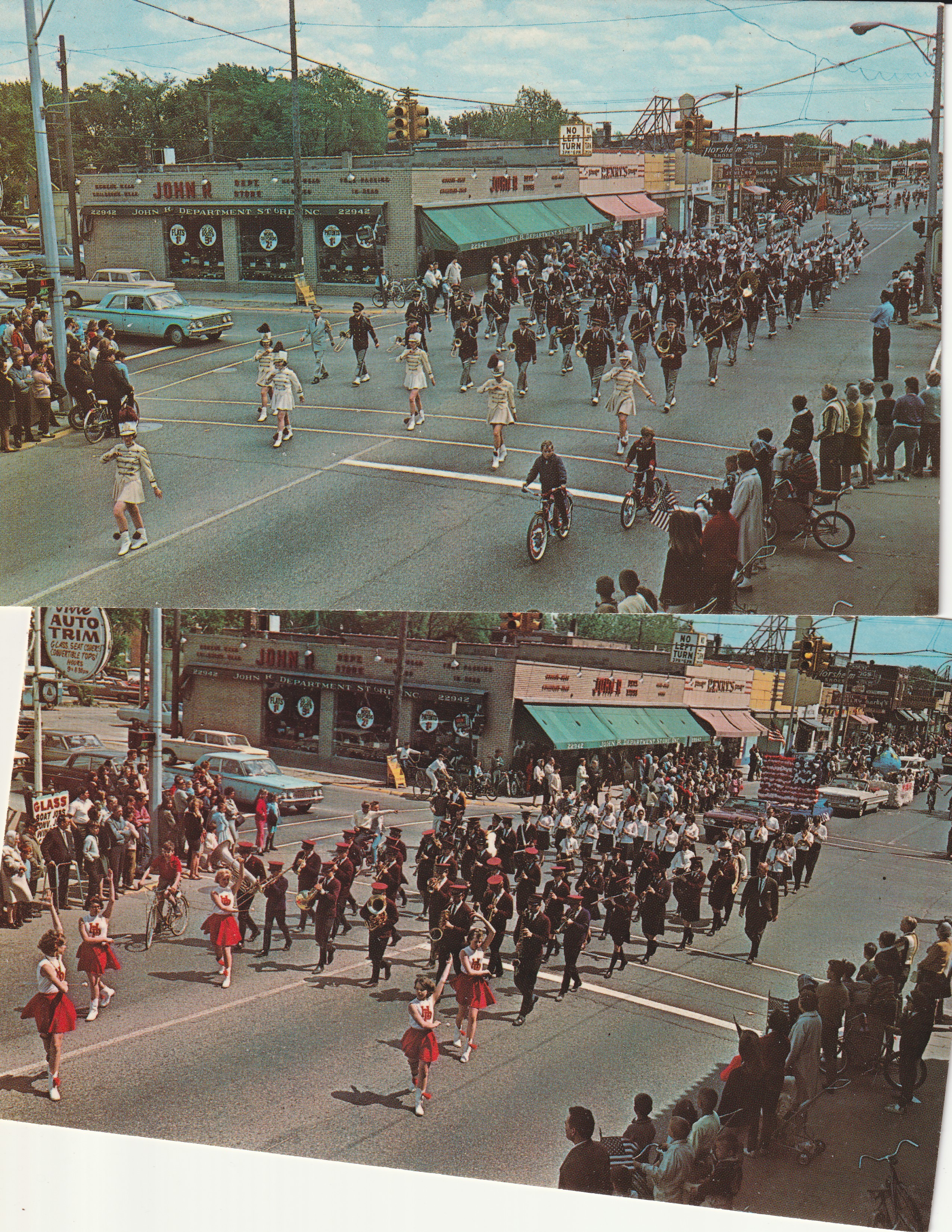 Hazel Park MI Memorial Day 1966 Junior & Senior High Bands x2 Postcards