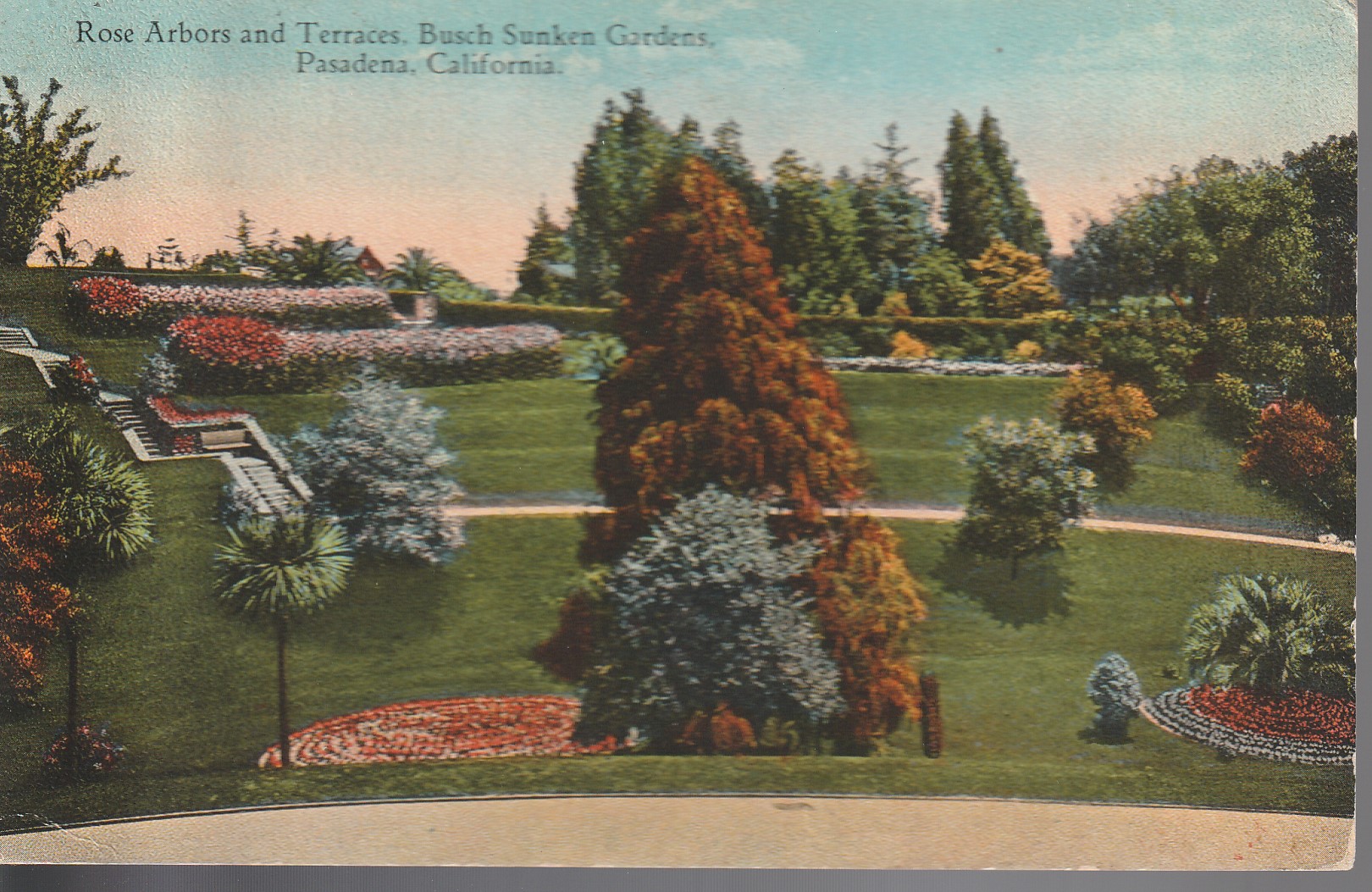 Busch Sunken Gardens Rose Arbors & Terraces 1934 Pasadena CA 1 Franklin Linen
