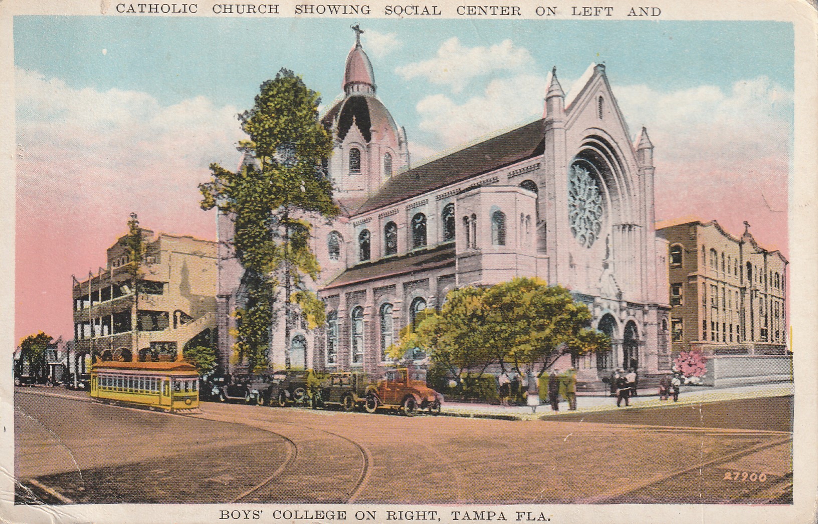 Tampa FL Sacred Heart Church with Social Center and Boys College circa 1910 Postcard