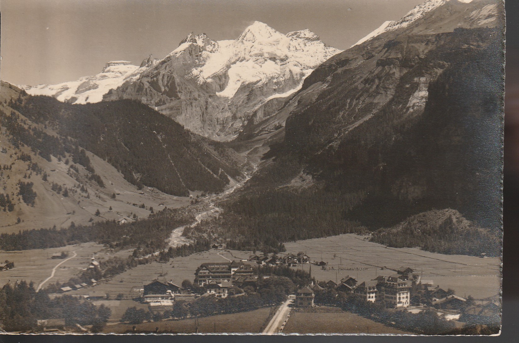 Kandersteg Switzerland Blumlisalp Alps Aerial View Real Photo circa 1930