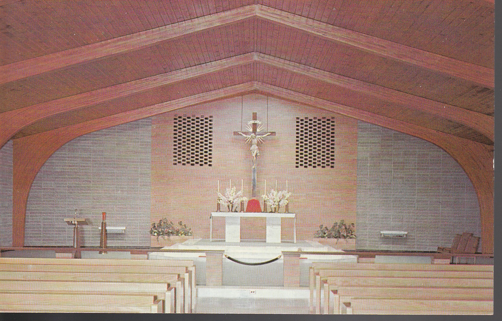 St Mary's Church Sanctuary, Hemlock MI 1960 Photo Postcard