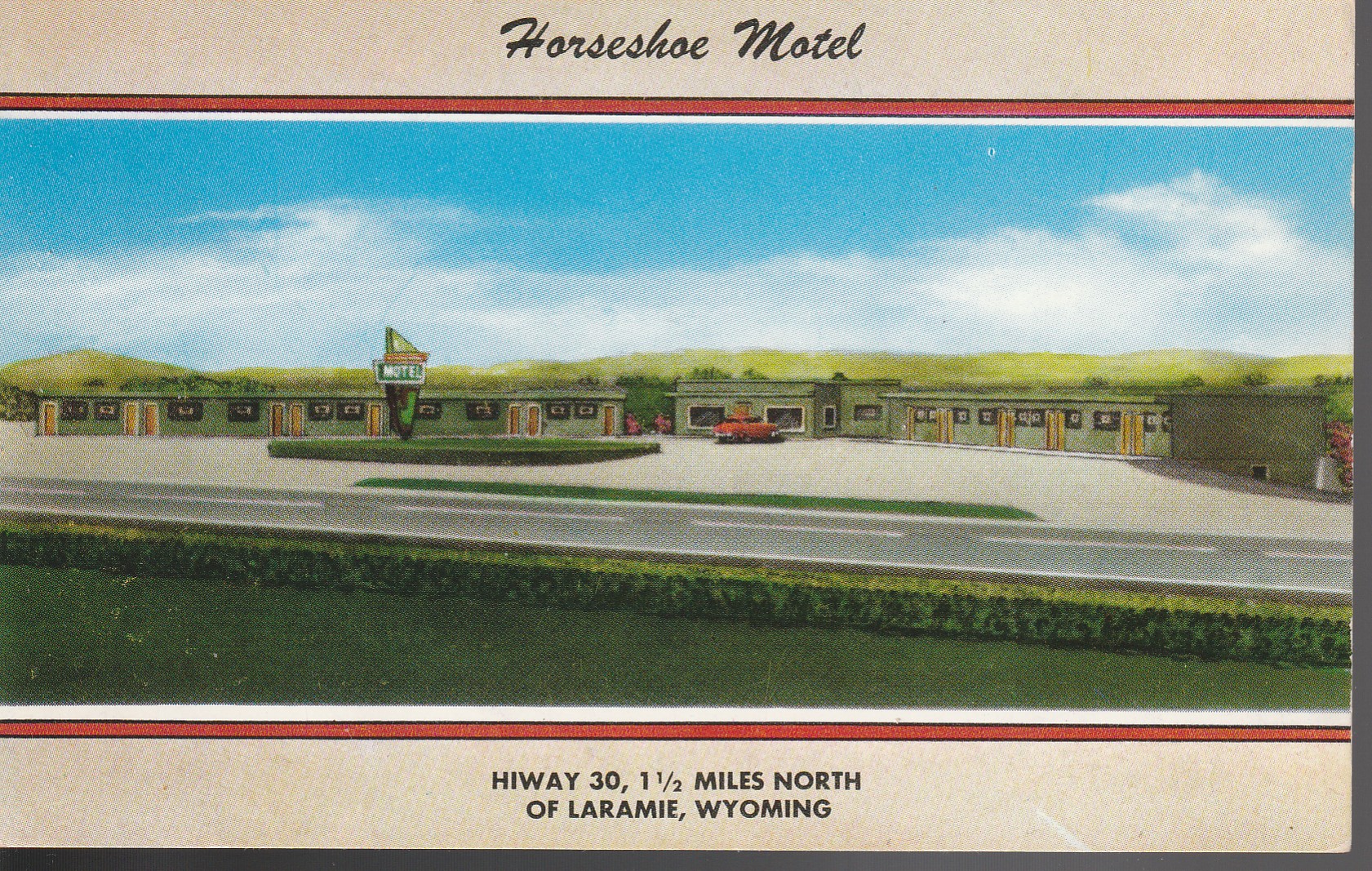 Laramie WY Horseshoe Motel Highway 30 Vintage Photo Postcard circa 1955
