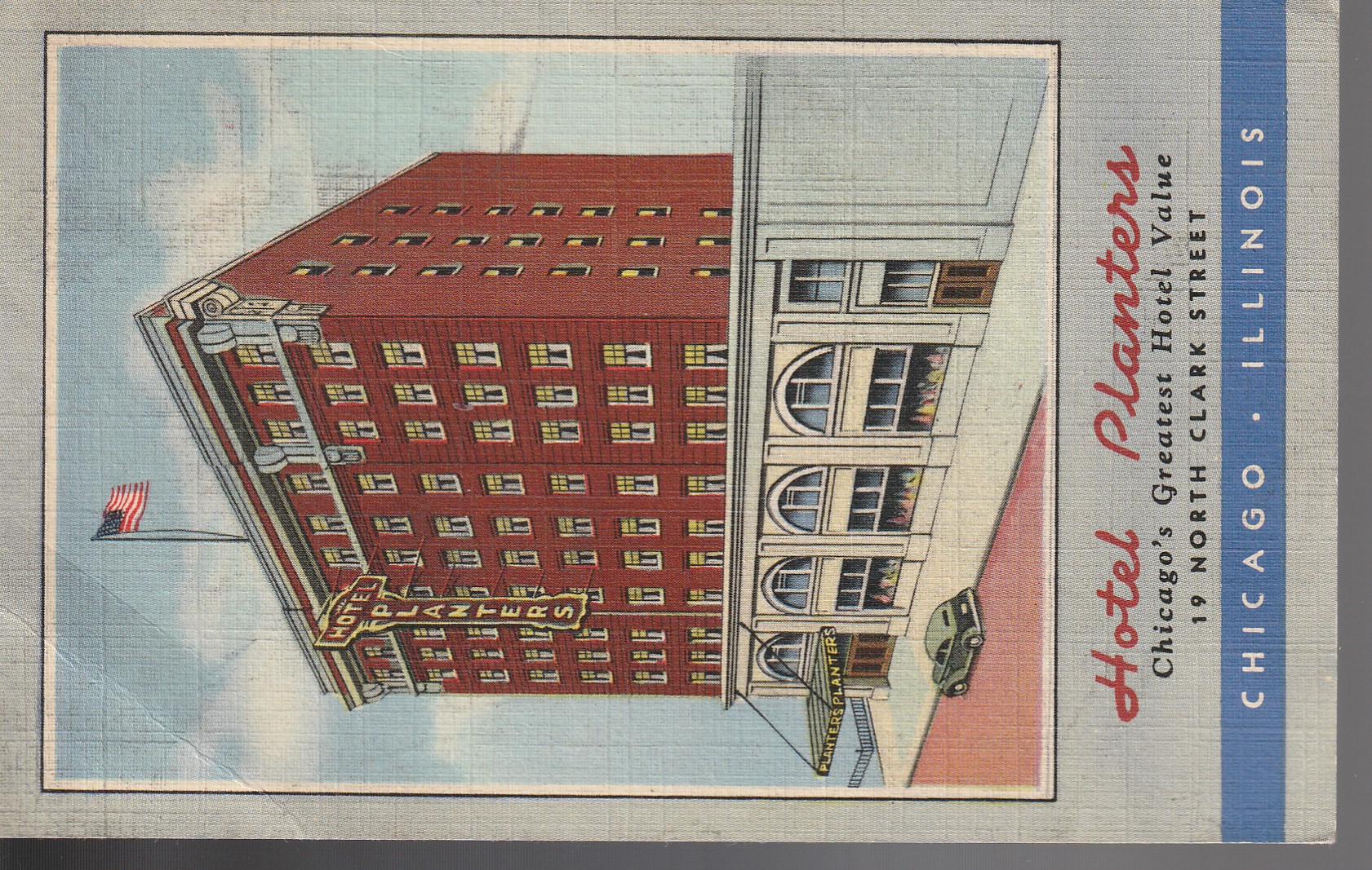 HOTEL PLANTERS Chicago IL 19 North Clark Street circa 1938 Linen Postcard Rare