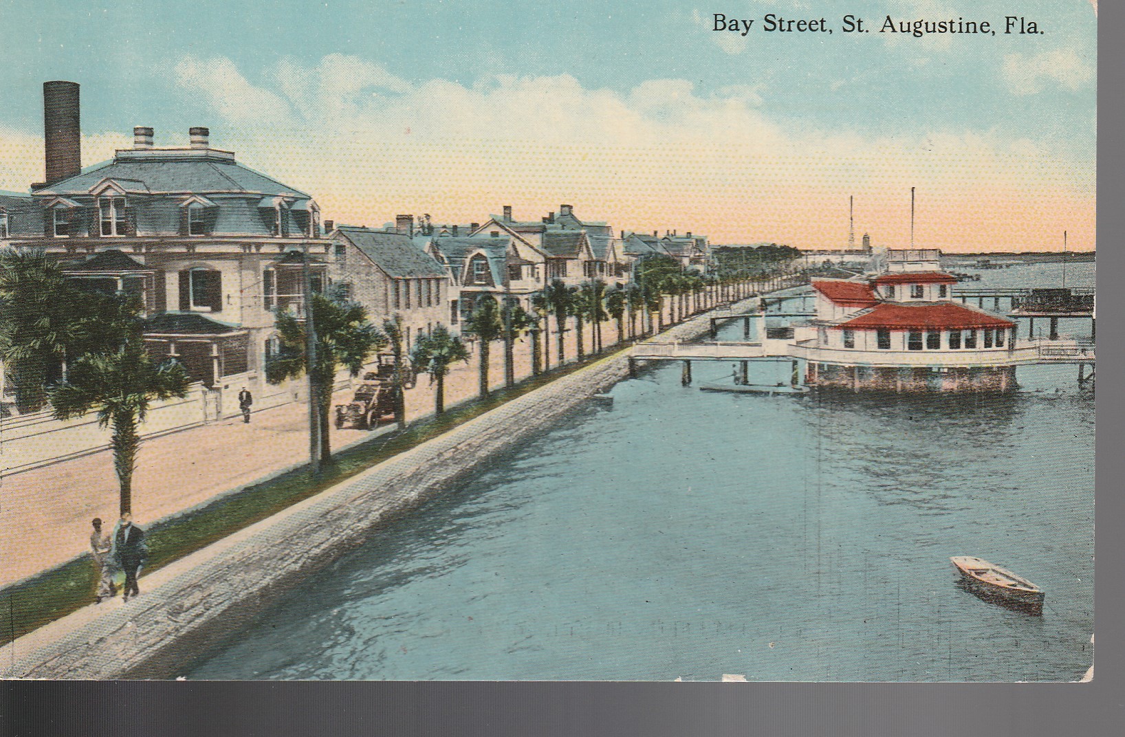 St. Augustine FL Bay Street Sea Wall Old Vedder House circa 1915 Rare