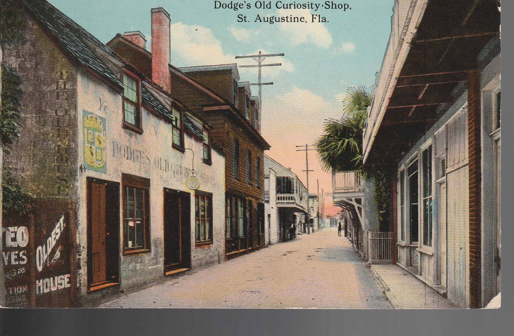 St. Augustine FL Dodge's Old Curiosity Shop circa 1915 Postcard Rare