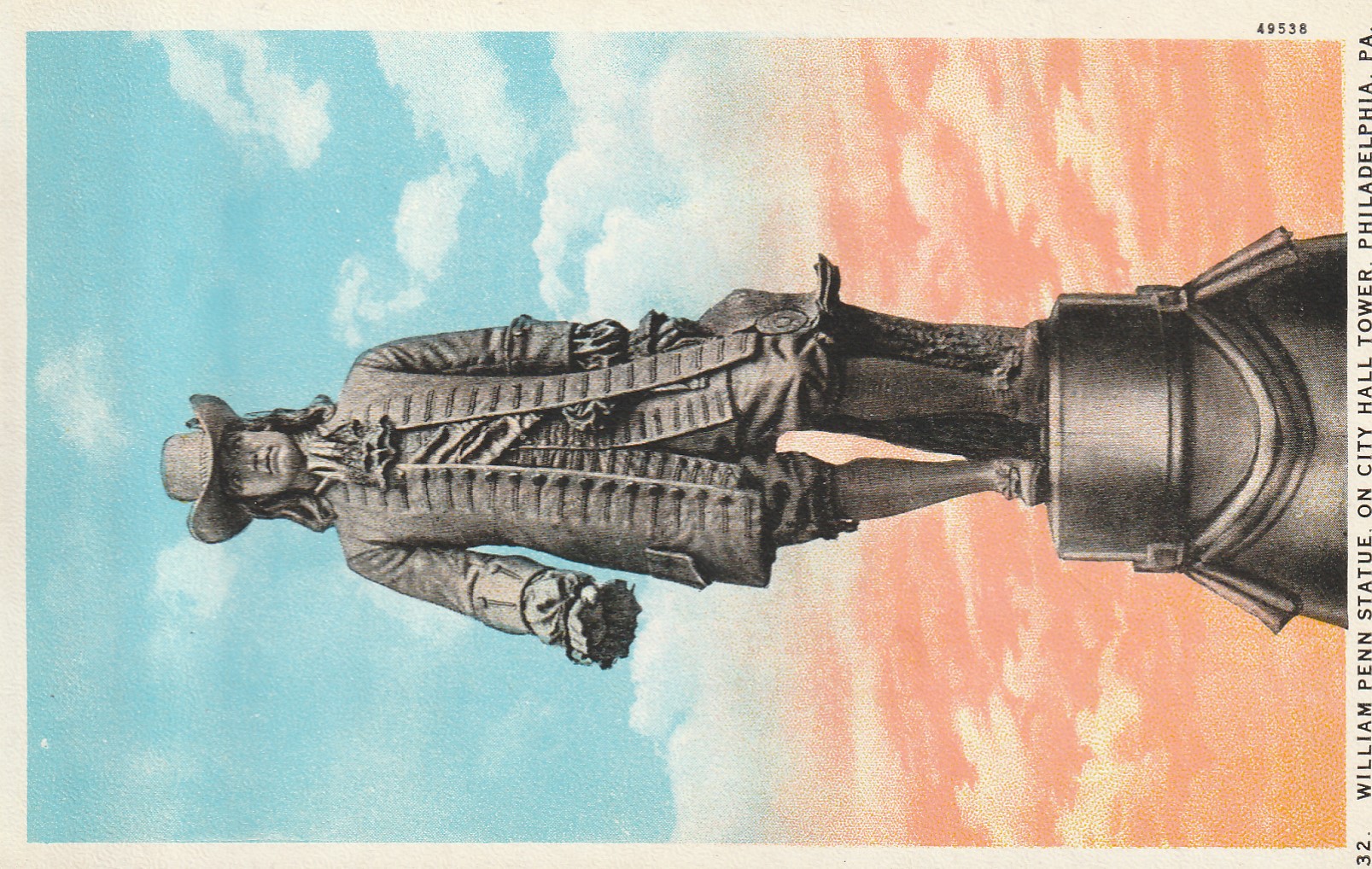 William Penn Statue City Hall Tower Philadelphia PA circa 1920 Vintage Postcard