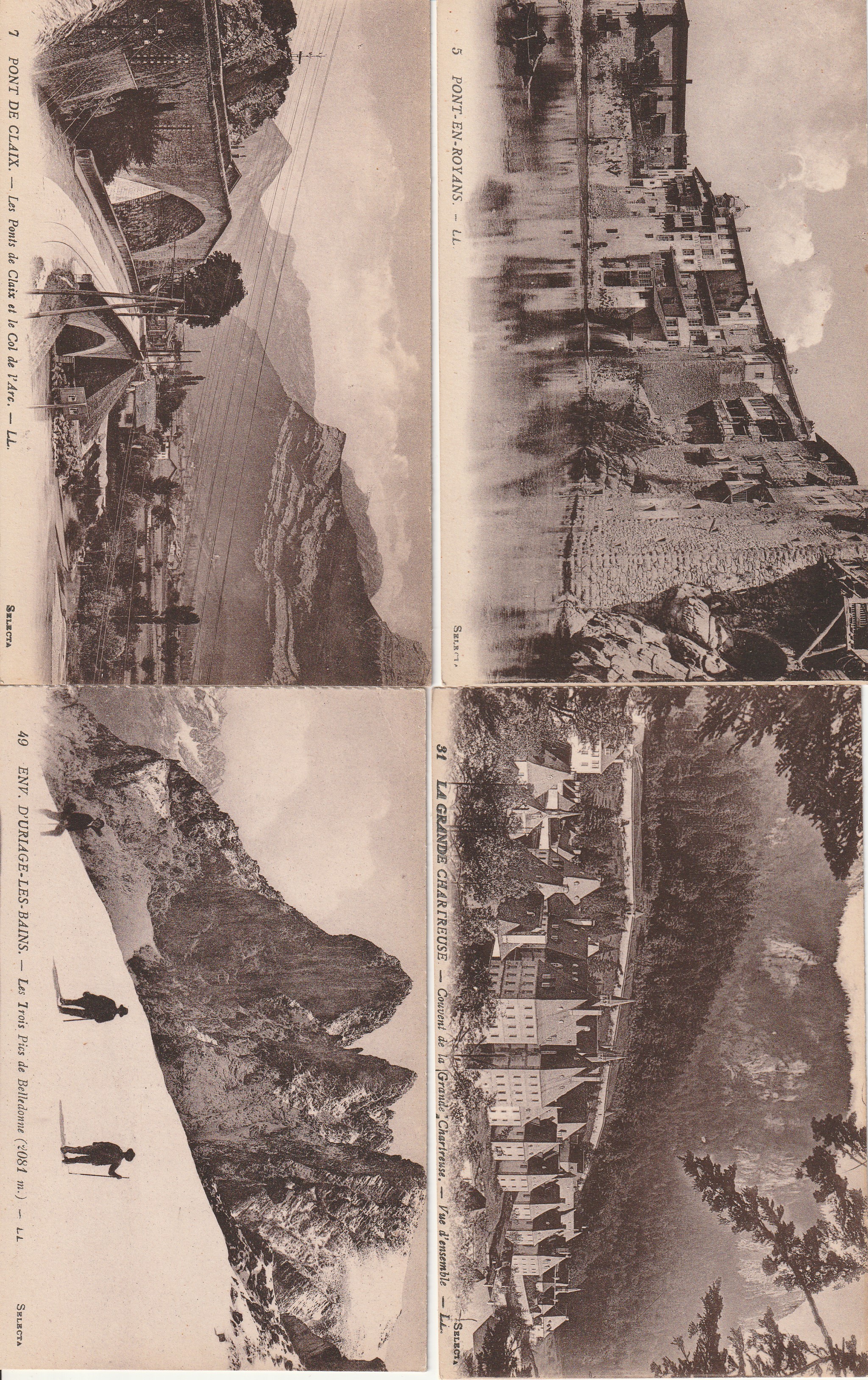France x4 Pont En Royans, De Claix, Le Grande Chartreuse, D'Uriage circa 1915 Postcards