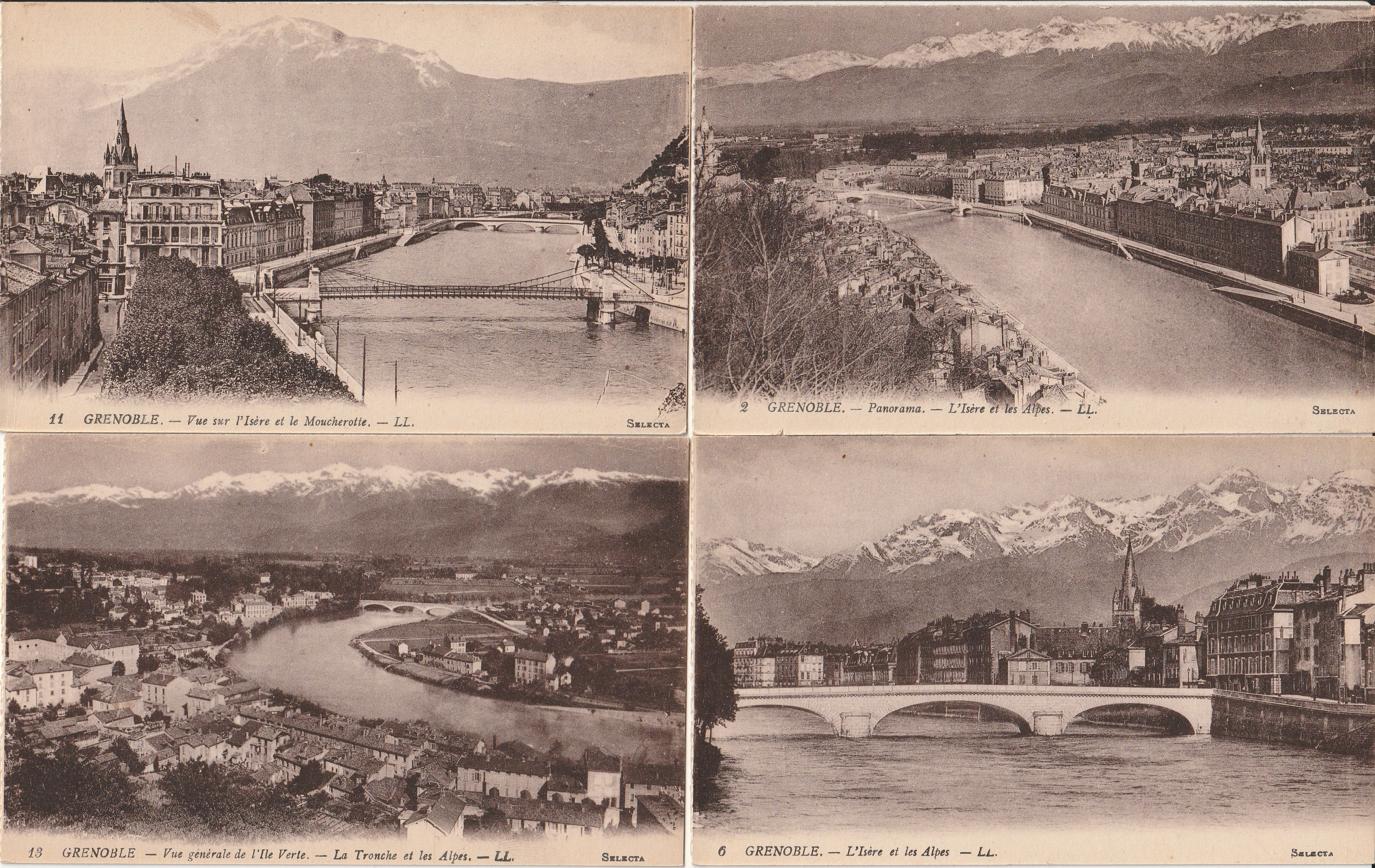 French Postcards x4 circa 1915 Grenoble Panorama Alpes Moucherotte Generale Vintage Photo