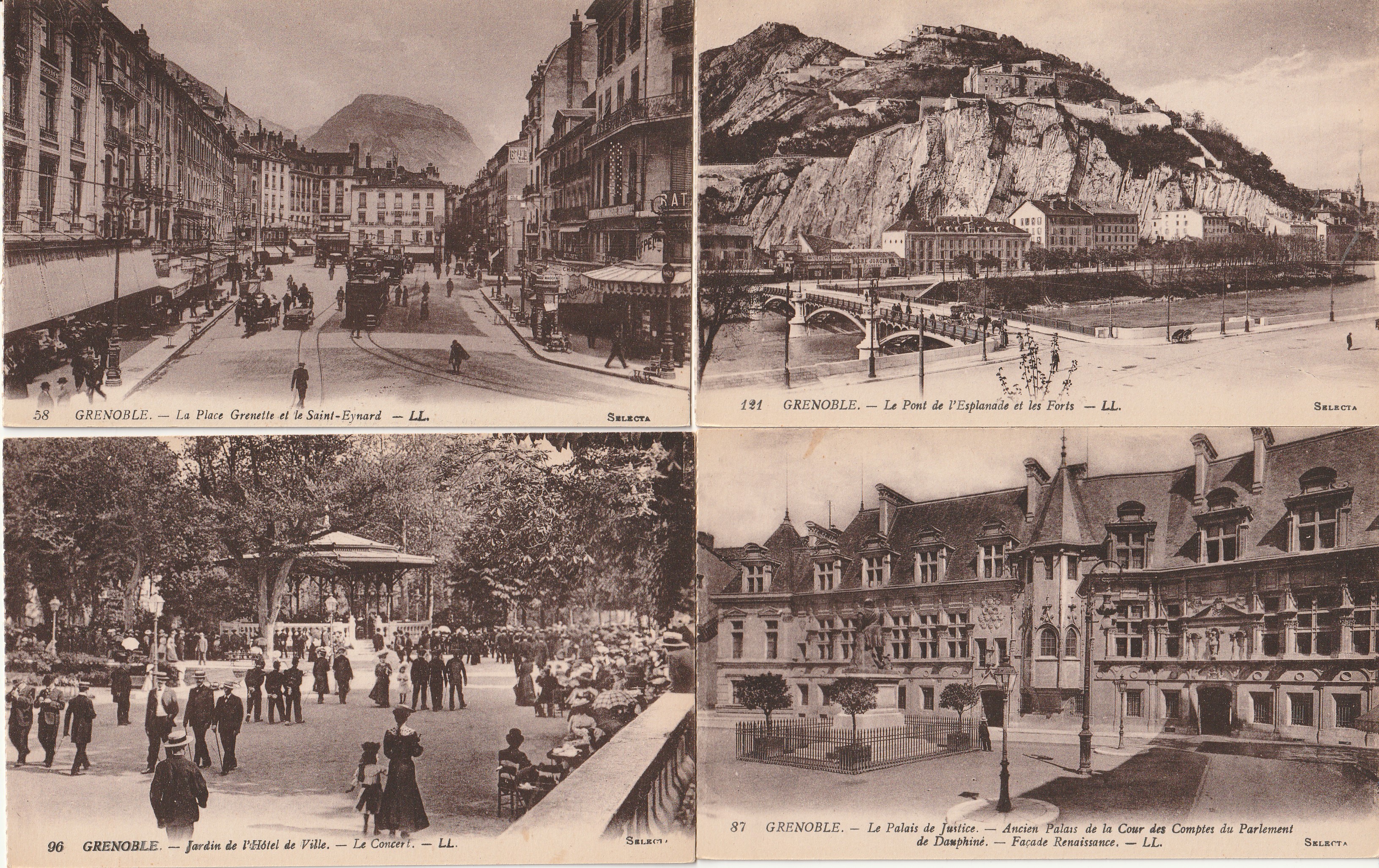 Grenoble France x4 Vintage Views Saint Eynard, Palais de Justice, Hotel de Ville