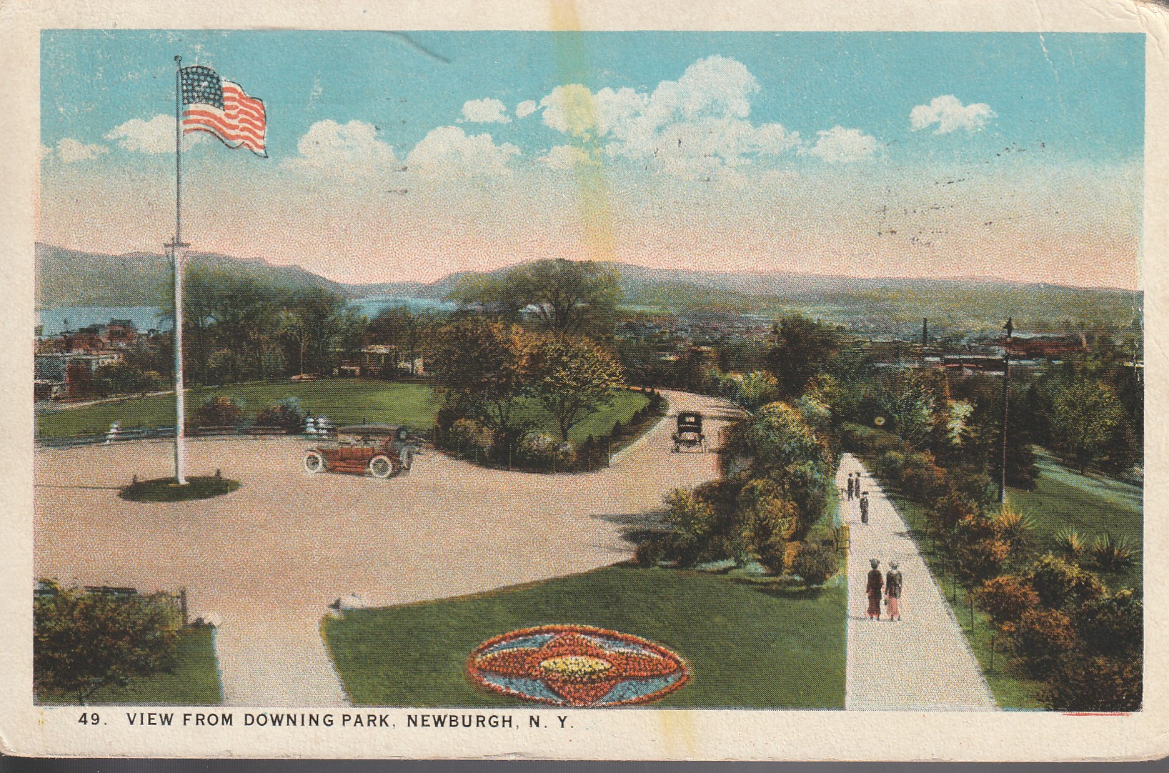 Newburgh NY View From Downing Park 1924 Vintage 2 Washington Postcard Rare