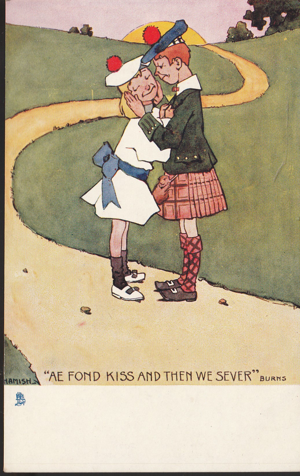 Tuck Highland Laddie Series 1907 Ae Fond Kiss Then We Sever Hamish Art UK Postcard