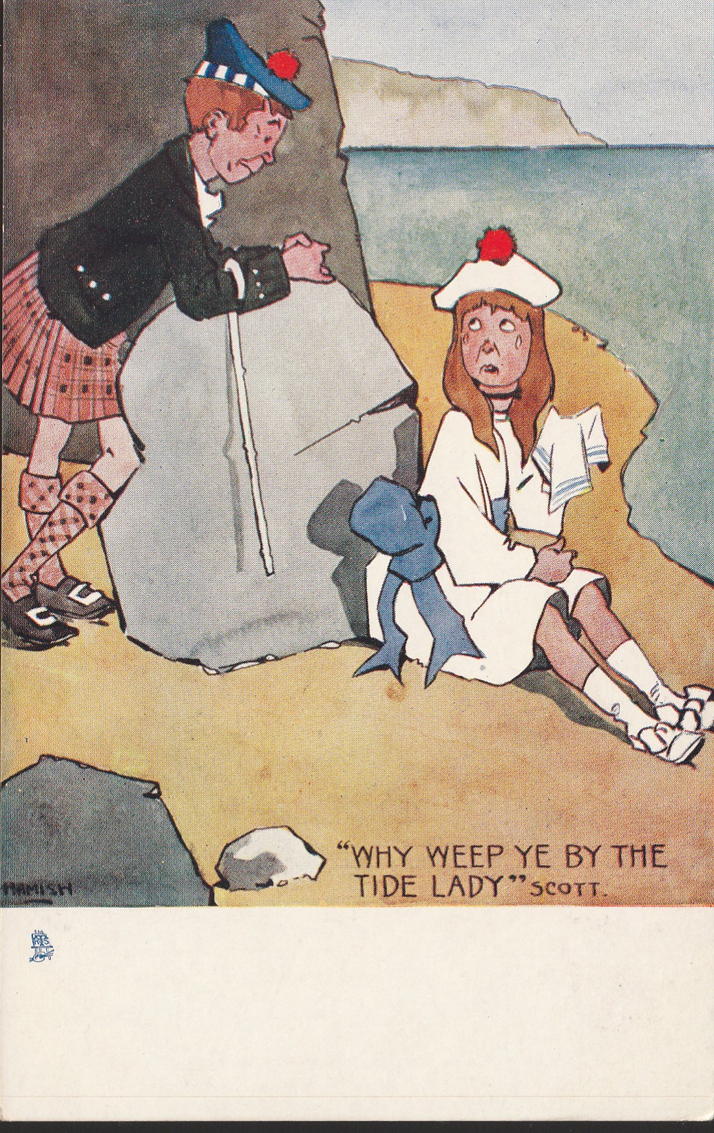 Tuck Highland Laddie Series 1906 UK Why Weep Ye By Tide Lady Hamish Art Postcard
