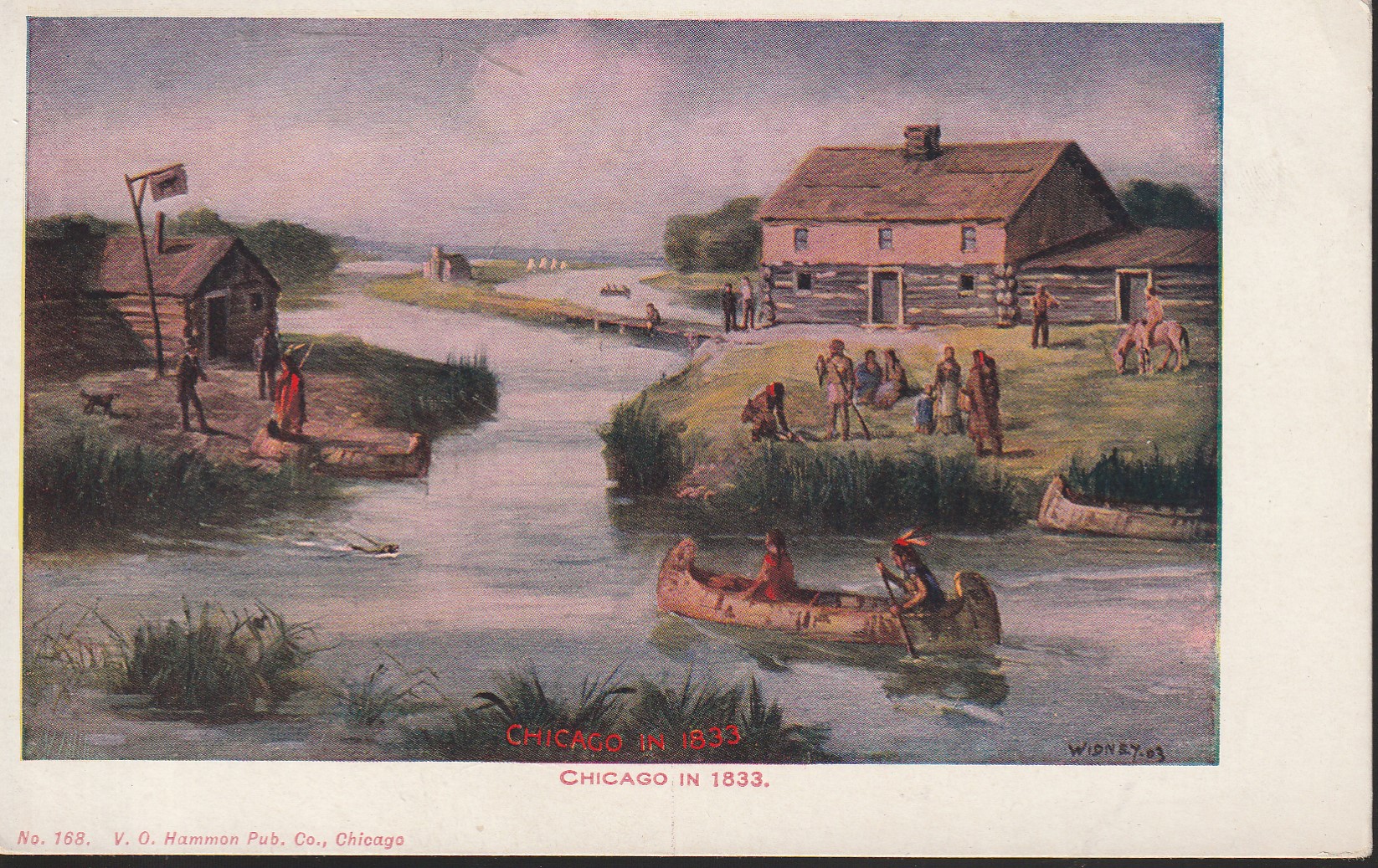 Chicago in 1833 Widney (1903) Art Postcard circa 1915