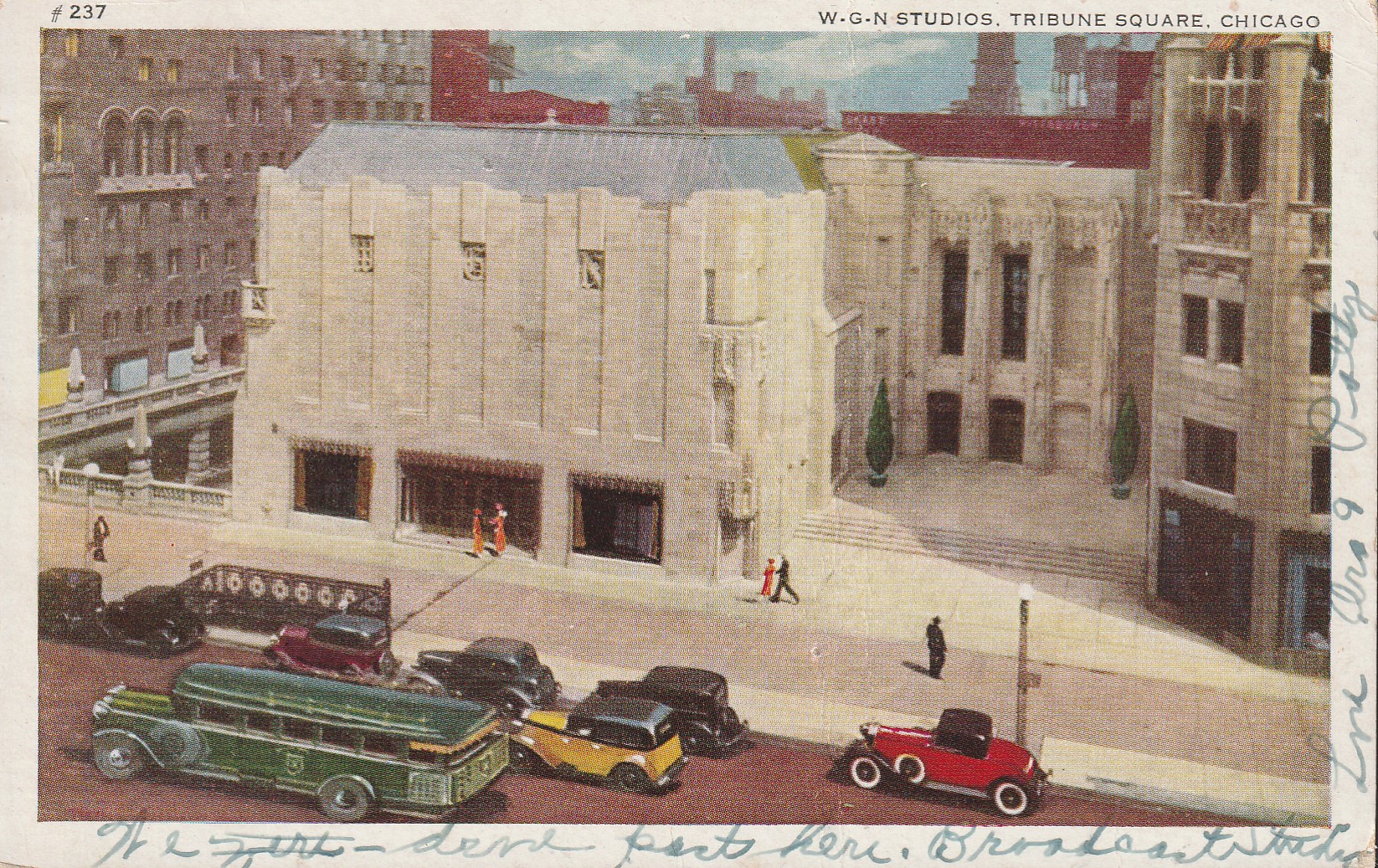 WGN Studios Tribune Square Chicago IL 1942 1 Industry Agriculture for Defense; WWII Postcard
