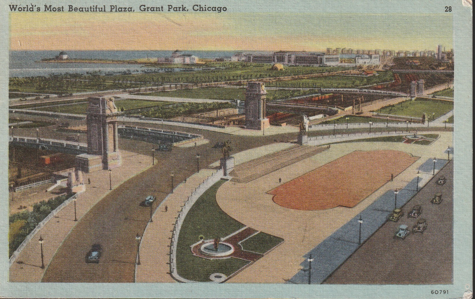 Grant Park Plaza Chicago IL 1947 1 Washington; Postcard