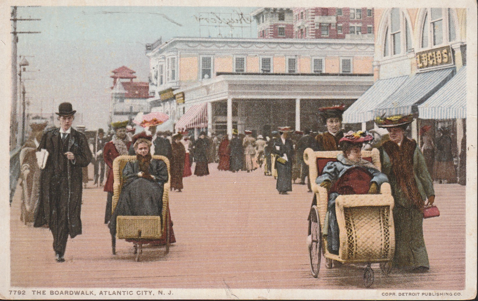 Atlantic City NJ Boardwalk 3-Wheel Stroller Vehicles circa 1915 Postcard