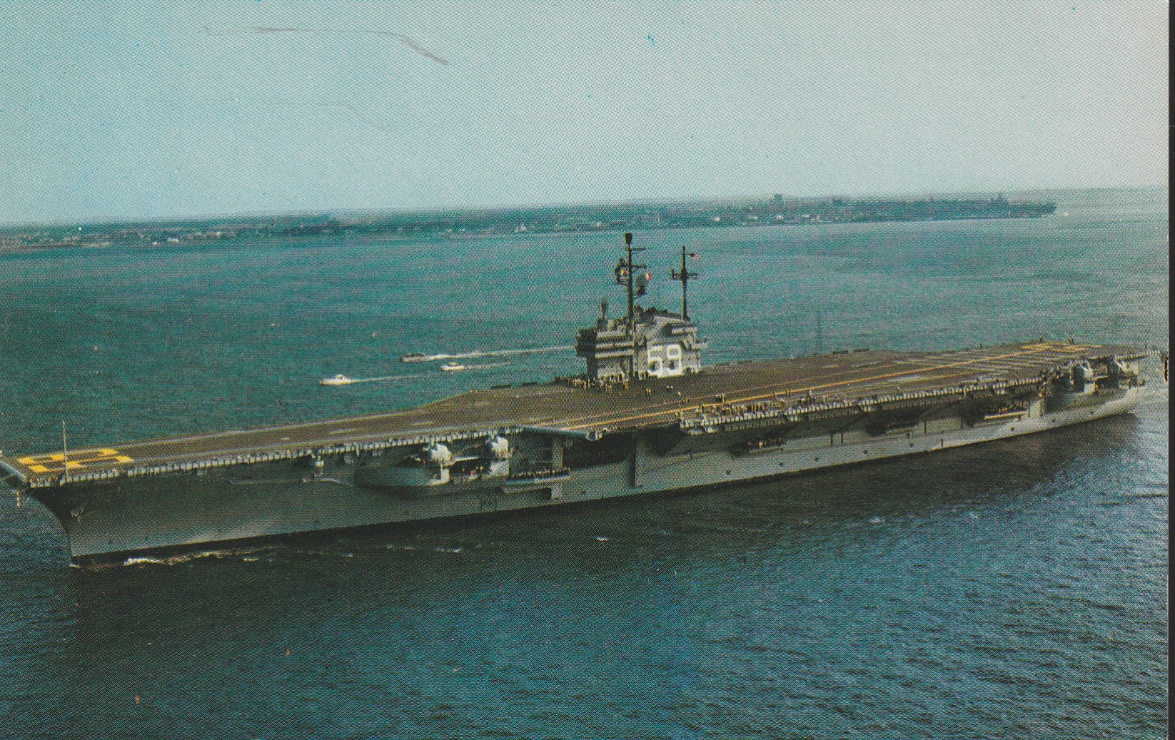 Navy USS Forrestal CV-59 First Jet Able Aircraft Carrier Miami FL circa 1970; Postcard