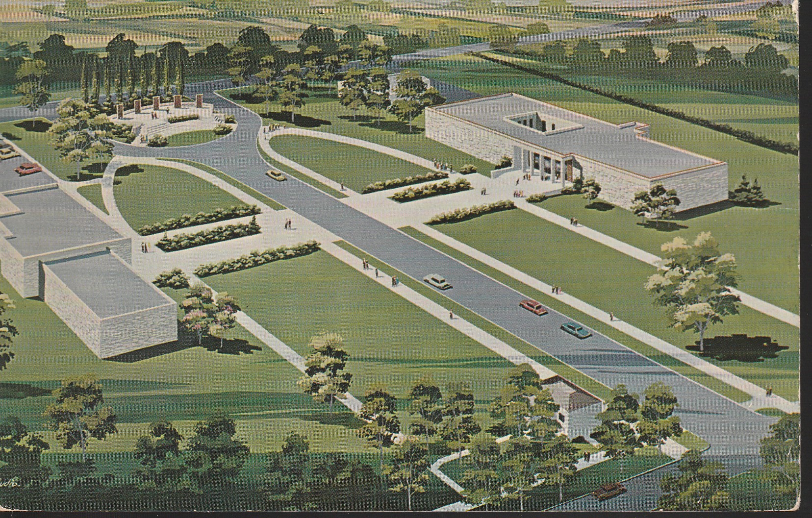 Eisenhower Center Abilene KS Aerial Rendering 1969 1 Jackson/4 Lincoln, Postcard
