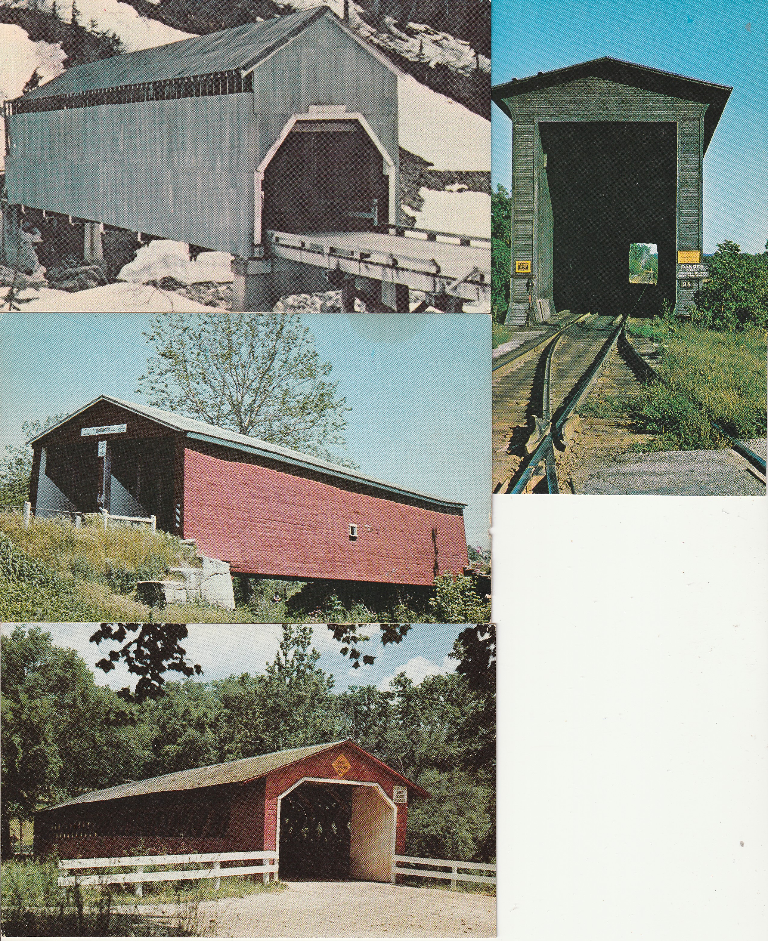 Four Covered Bridges AK OH VT x4 Photo Postcards circa 1990