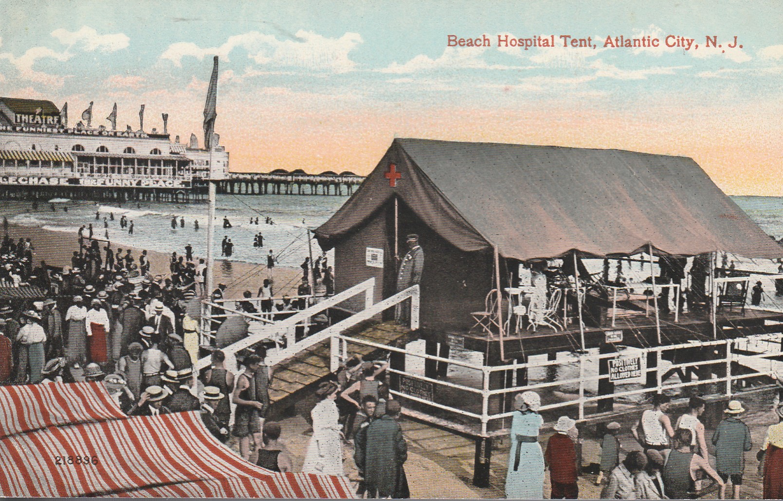 Beach Hospital Tent Atlantic City NJ circa 1910 Postcard