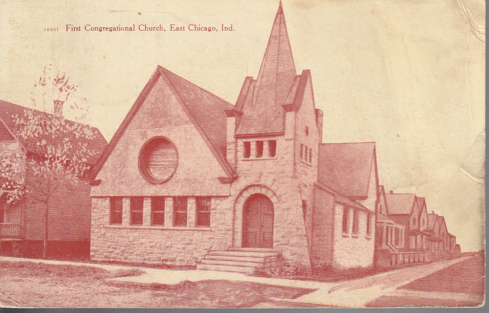 First Congregational Church East Chicago IN 1908 1 Franklin Photo Postcard