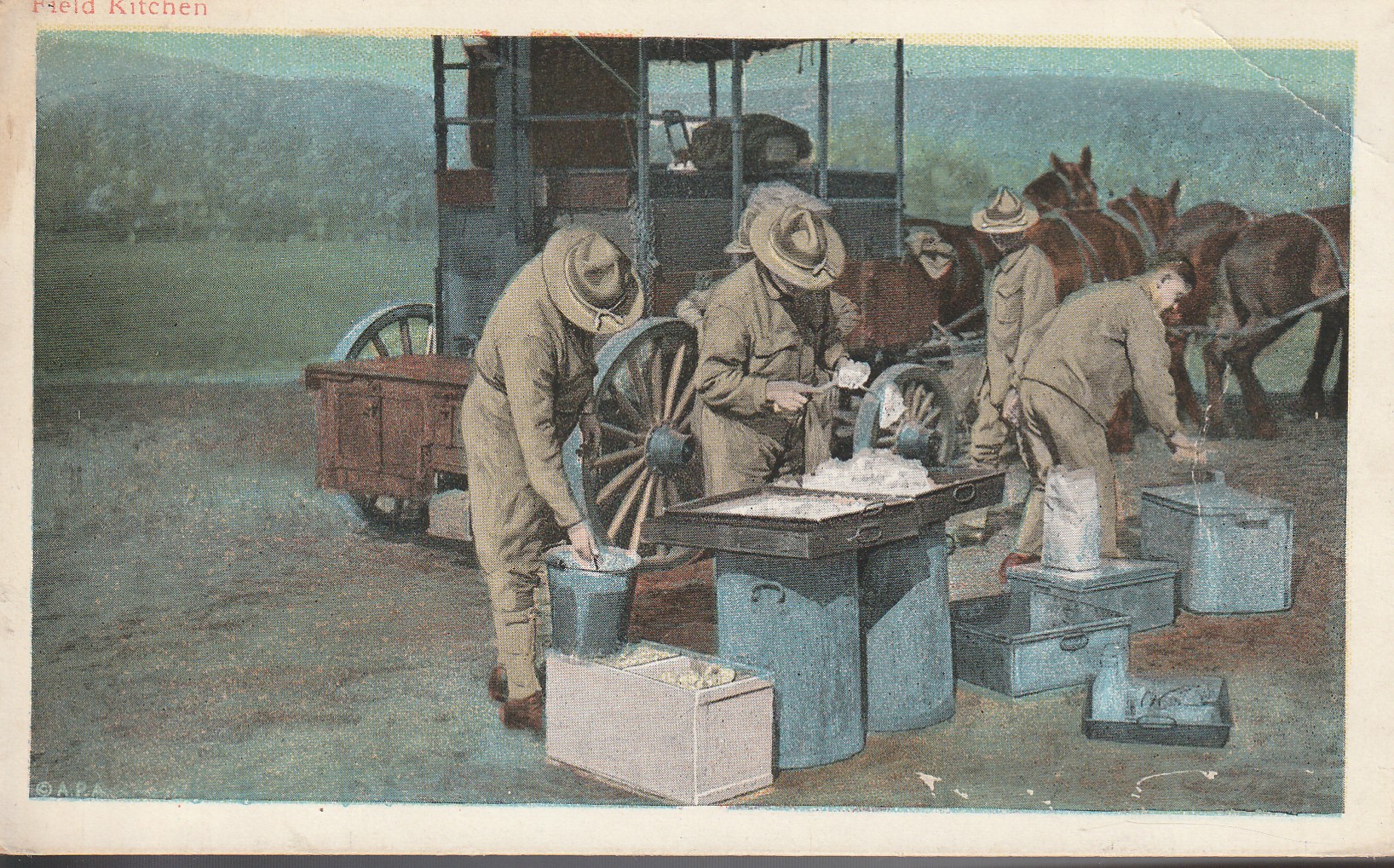 Field Kitchen WWI circa 1915 APA Postcard