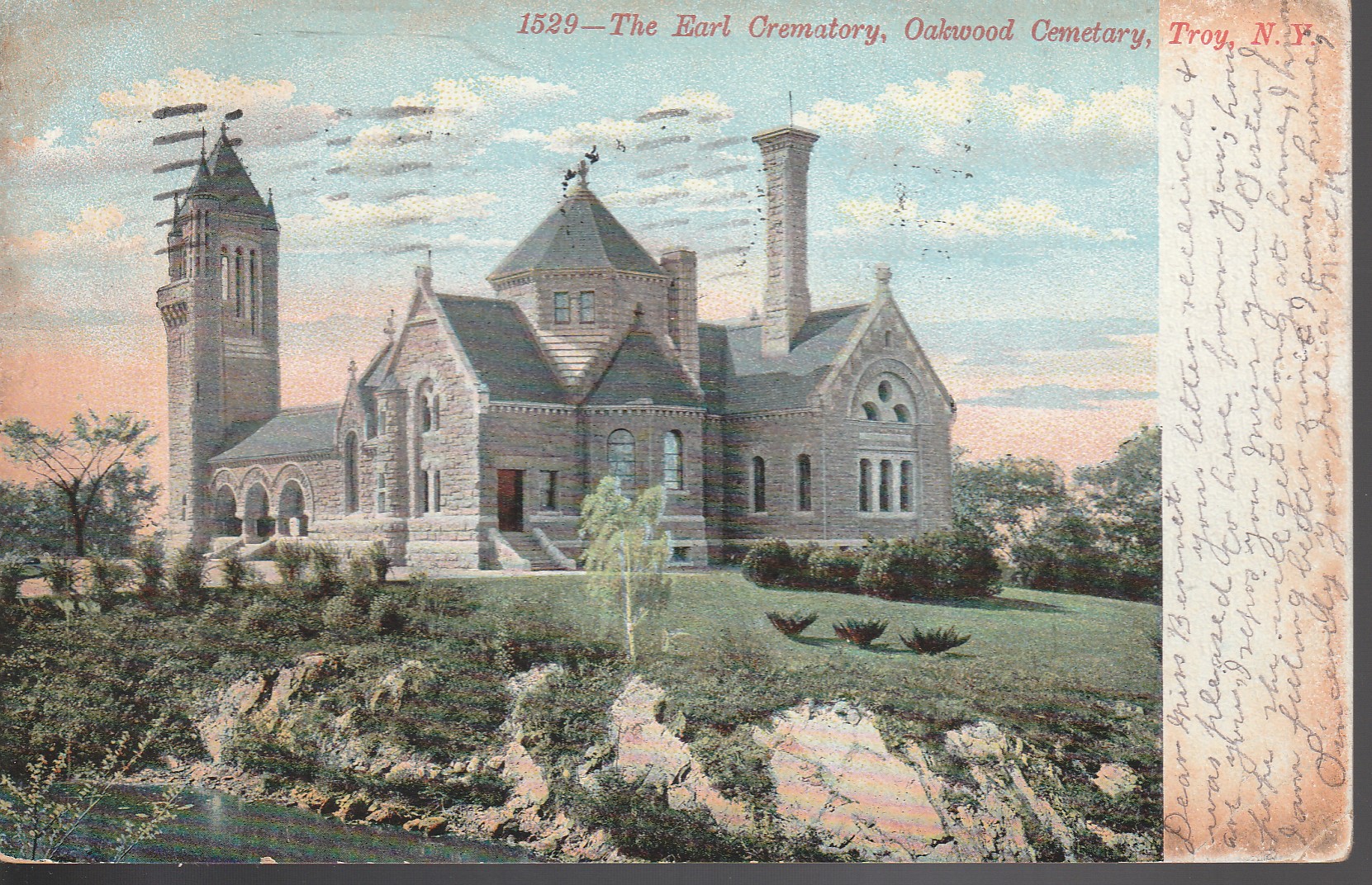 Troy NY 1906 The Earl Crematory Oakwood Cemetary 1 Franklin Postcard