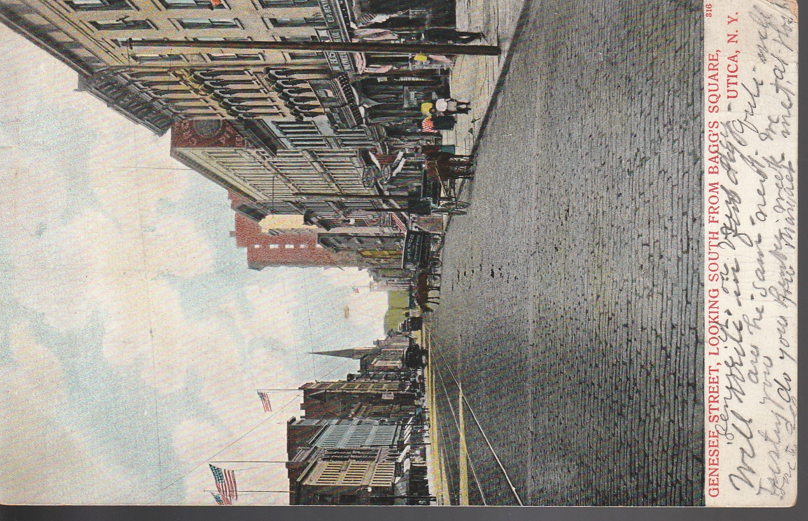 Utica NY 1906 Genesee Street Looking South from Bagg's Square 1 Franklin